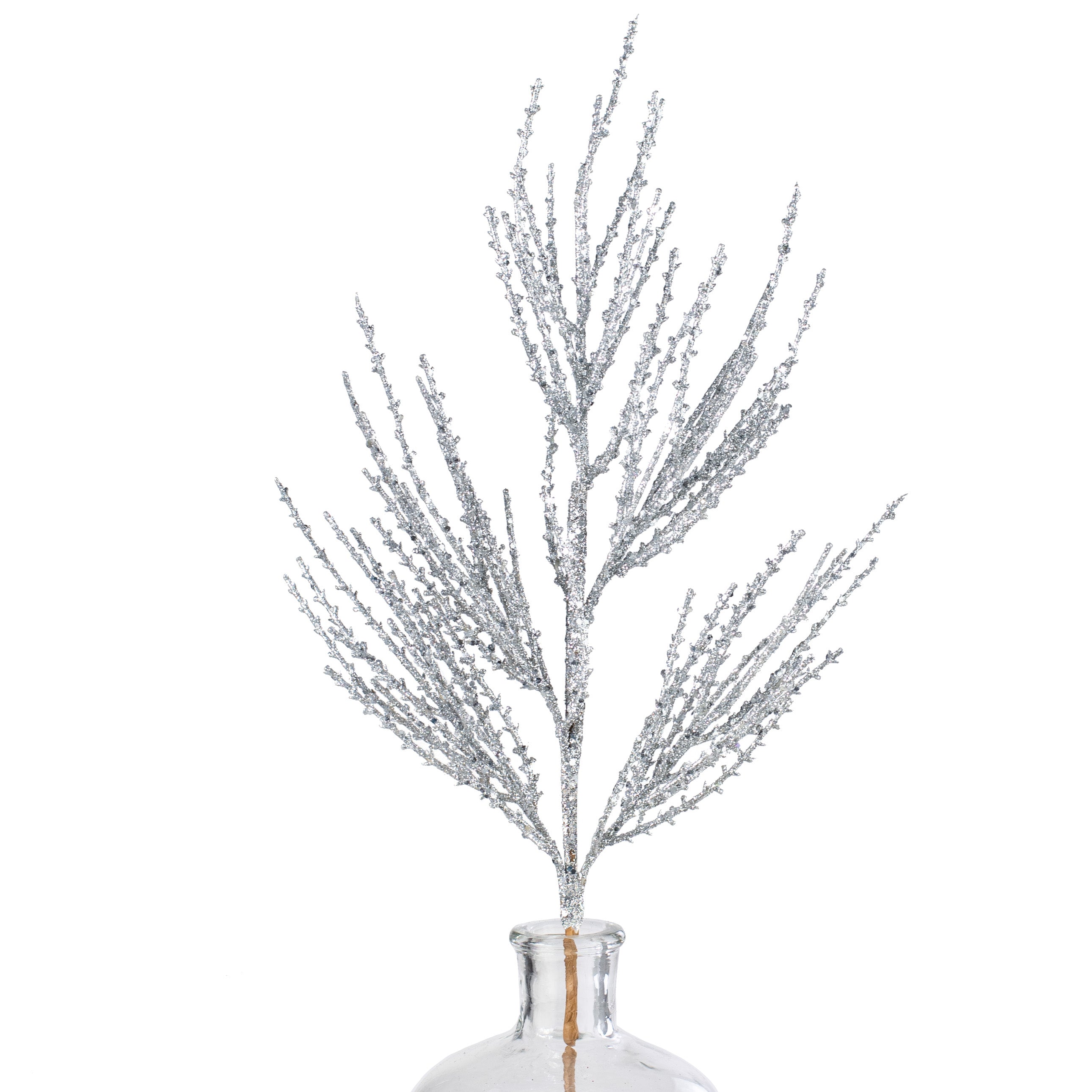 24" Glitter Pine Spray: Silver Item Number: 85890SV