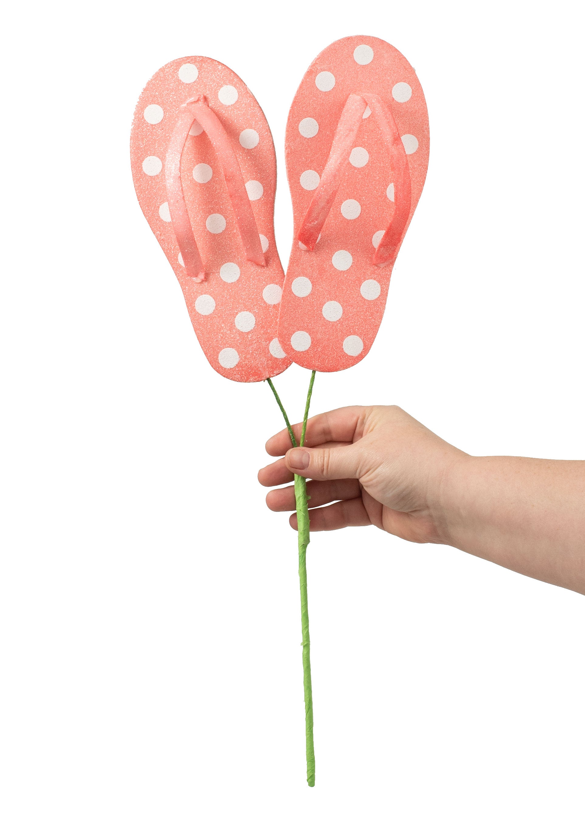 20" Glitter Polkadot Flip Flop: Coral detail photo 3