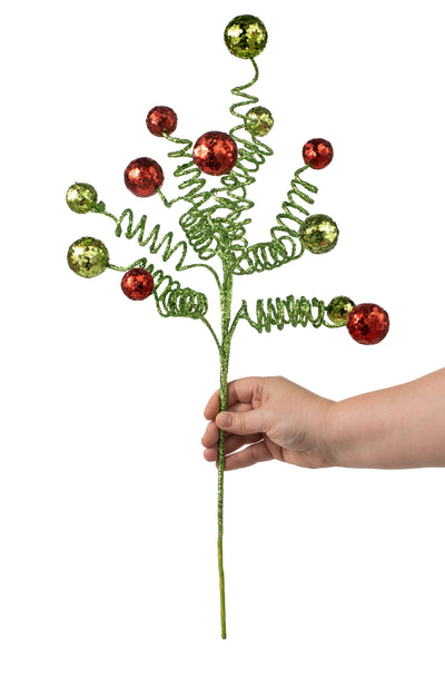 22" Glitter Sequin Ball Spray: Red & Green Lifestyle Photo