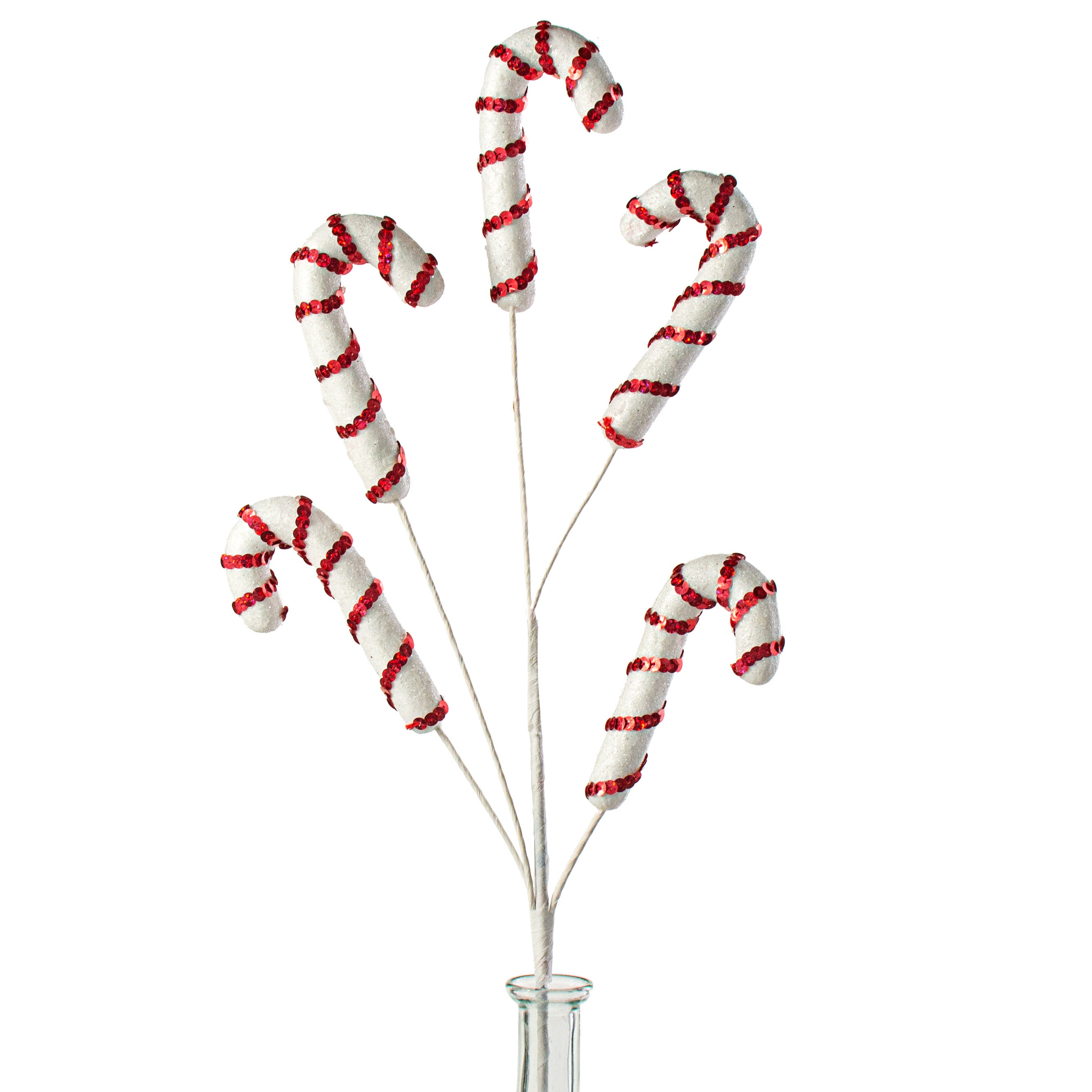27" Glitter & Sequin Candy Cane Spray Item Number: 133916