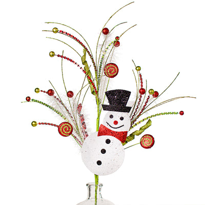 27" Glitter Snowman Ball & Twig Spray Item Number: XS6040