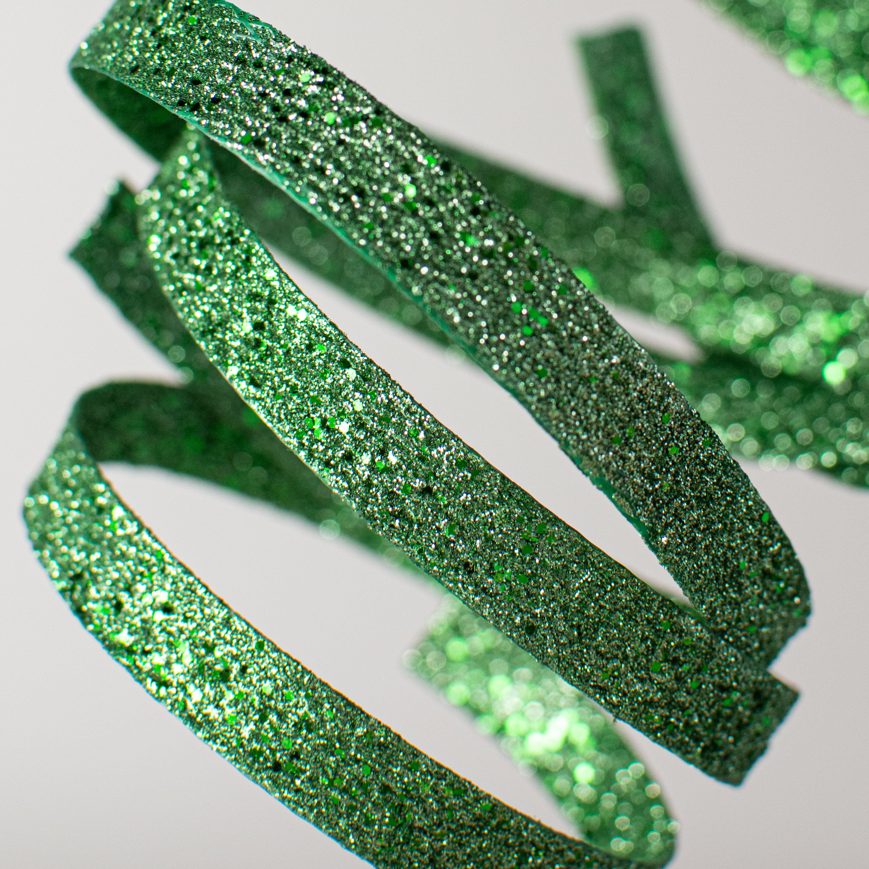 25" Glitter Spiral Ribbon Spray: Basil Green detail photo 3