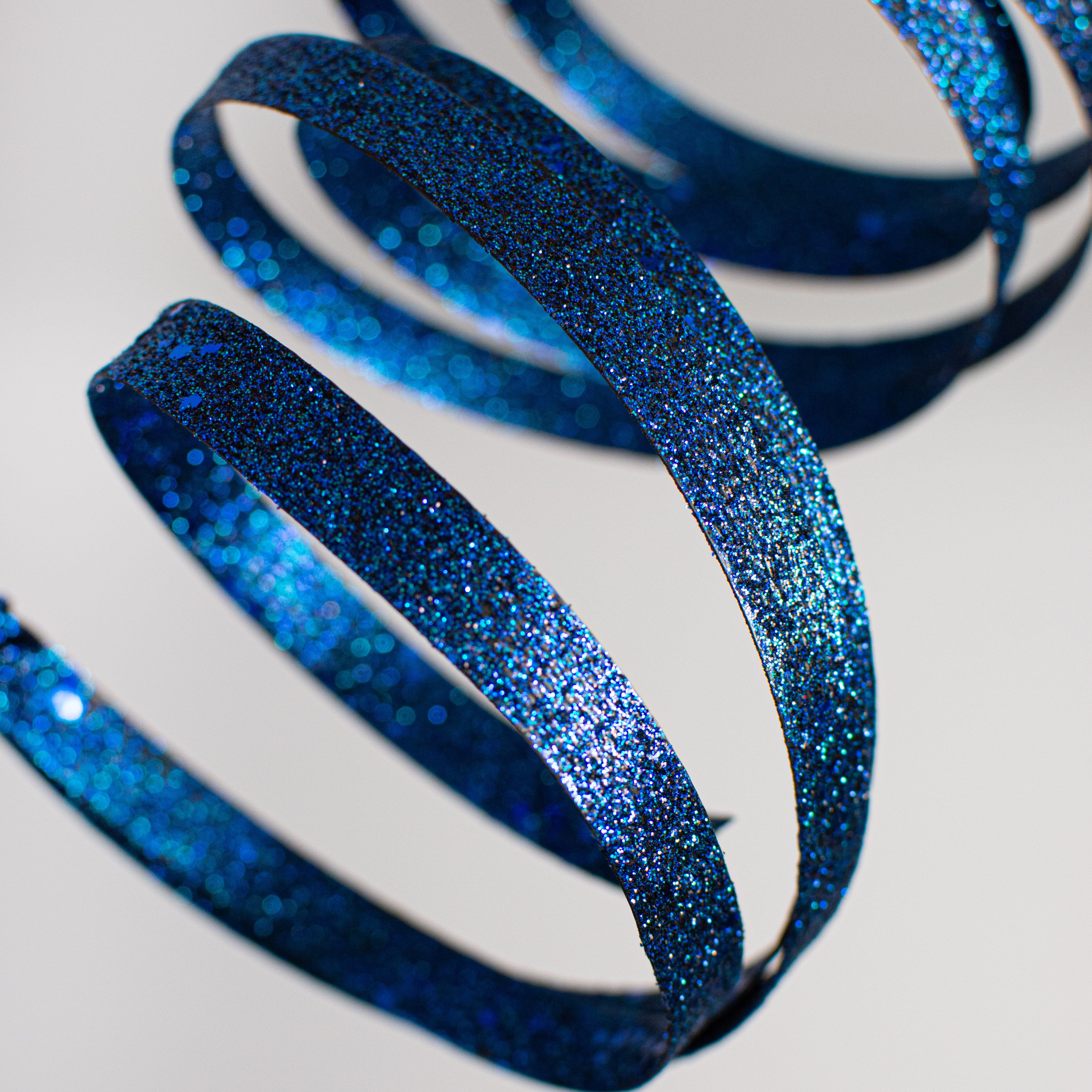 25" Glitter Spiral Ribbon Spray: Midnight Blue detail photo 3