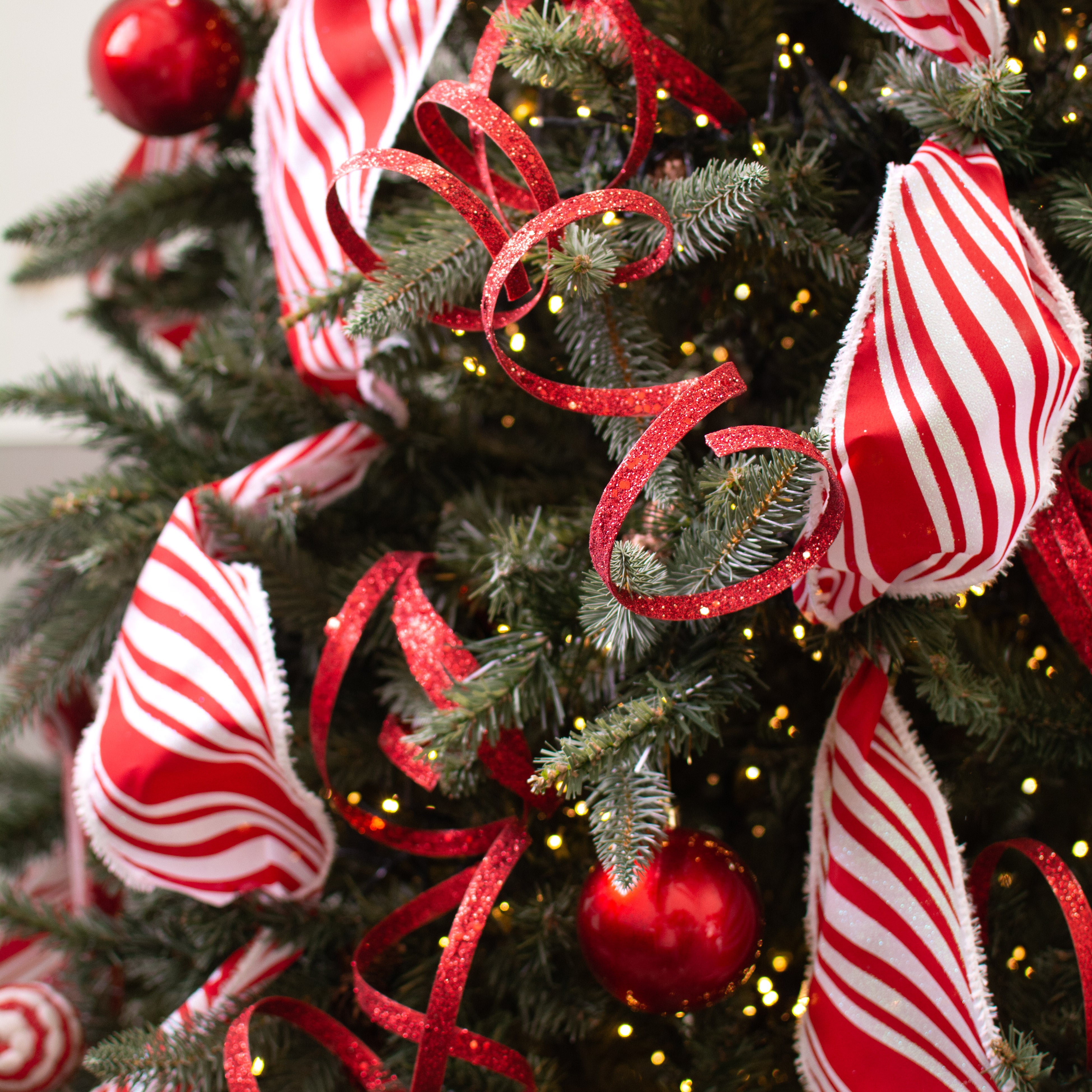 25" Glitter Spiral Ribbon Spray: Red Lifestyle Photo