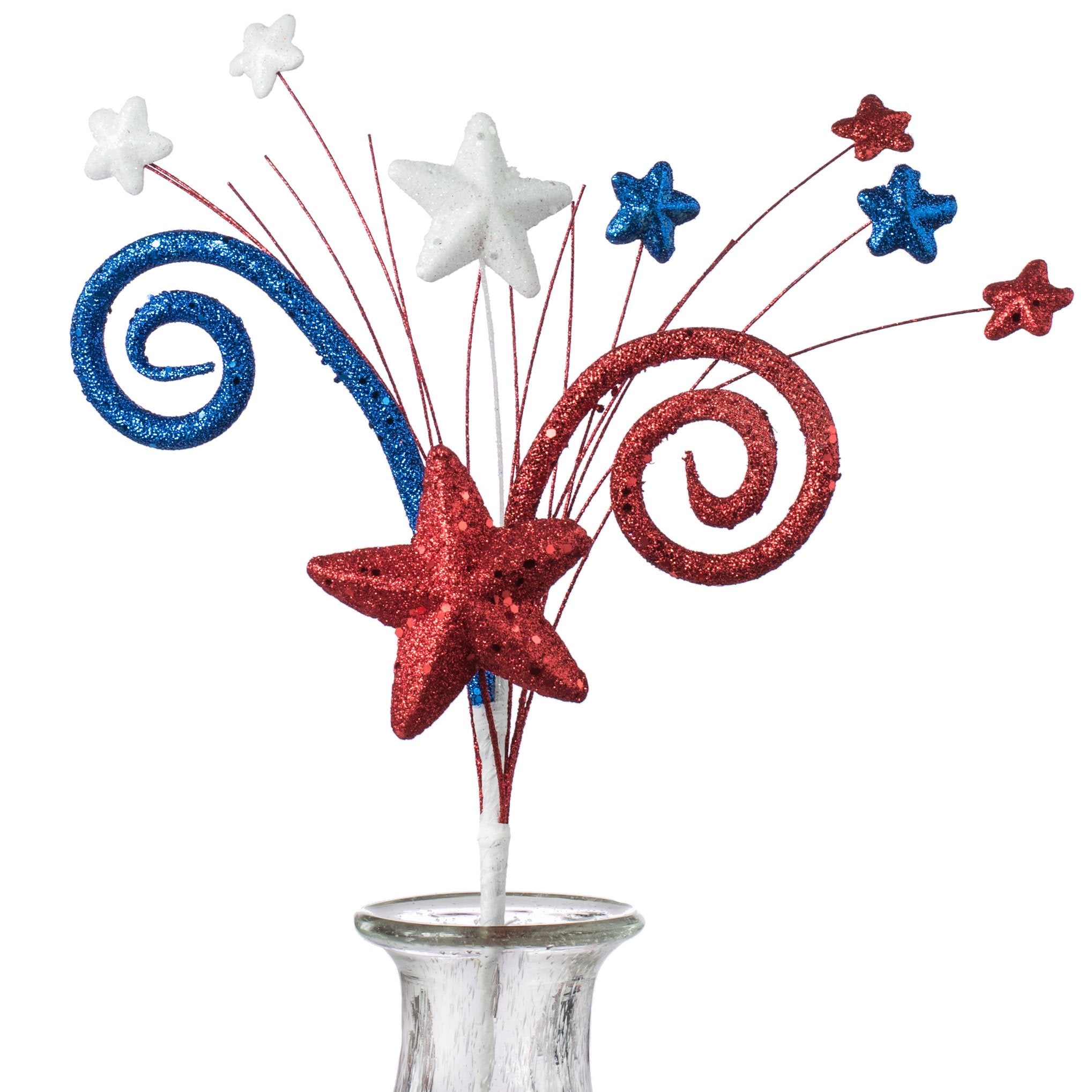 18" Glitter Spiral Star Pick: RWB Item Number: 74087RWB