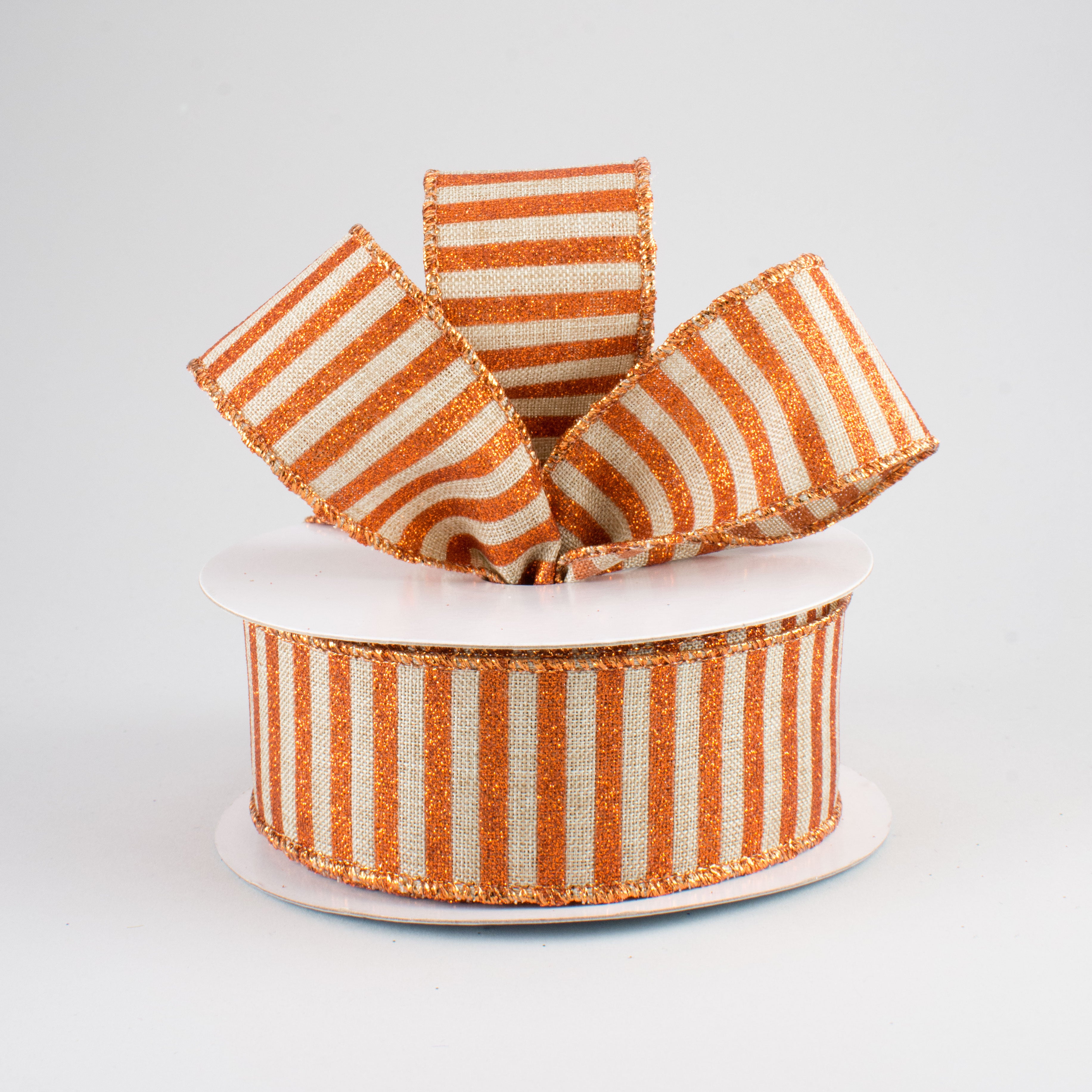 1.5" Glitter Stripe Canvas Ribbon: Natural & Bright Orange (10 Yards) Lifestyle Photo