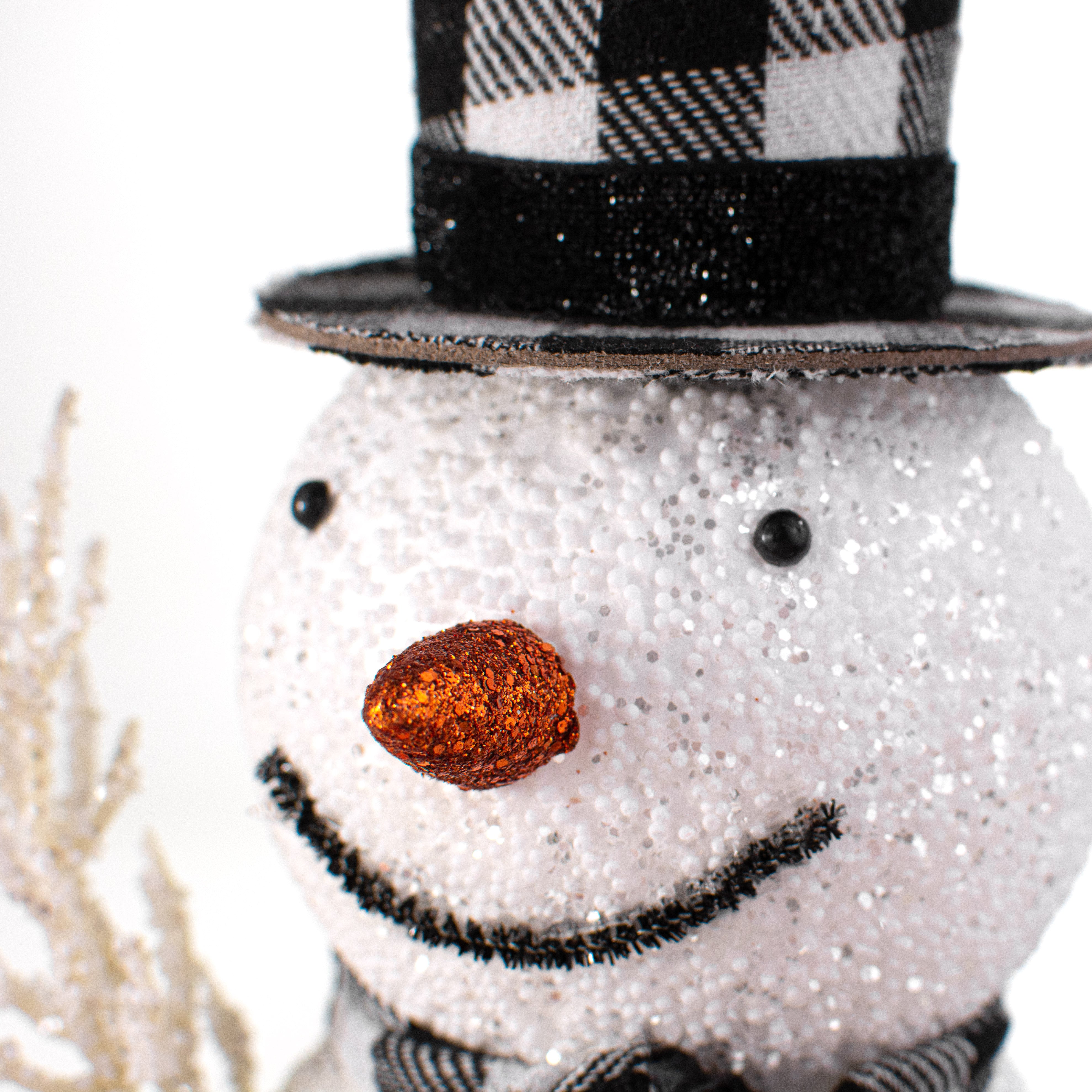 12" Glitter Styrofoam Snowman Figurine detail photo 3