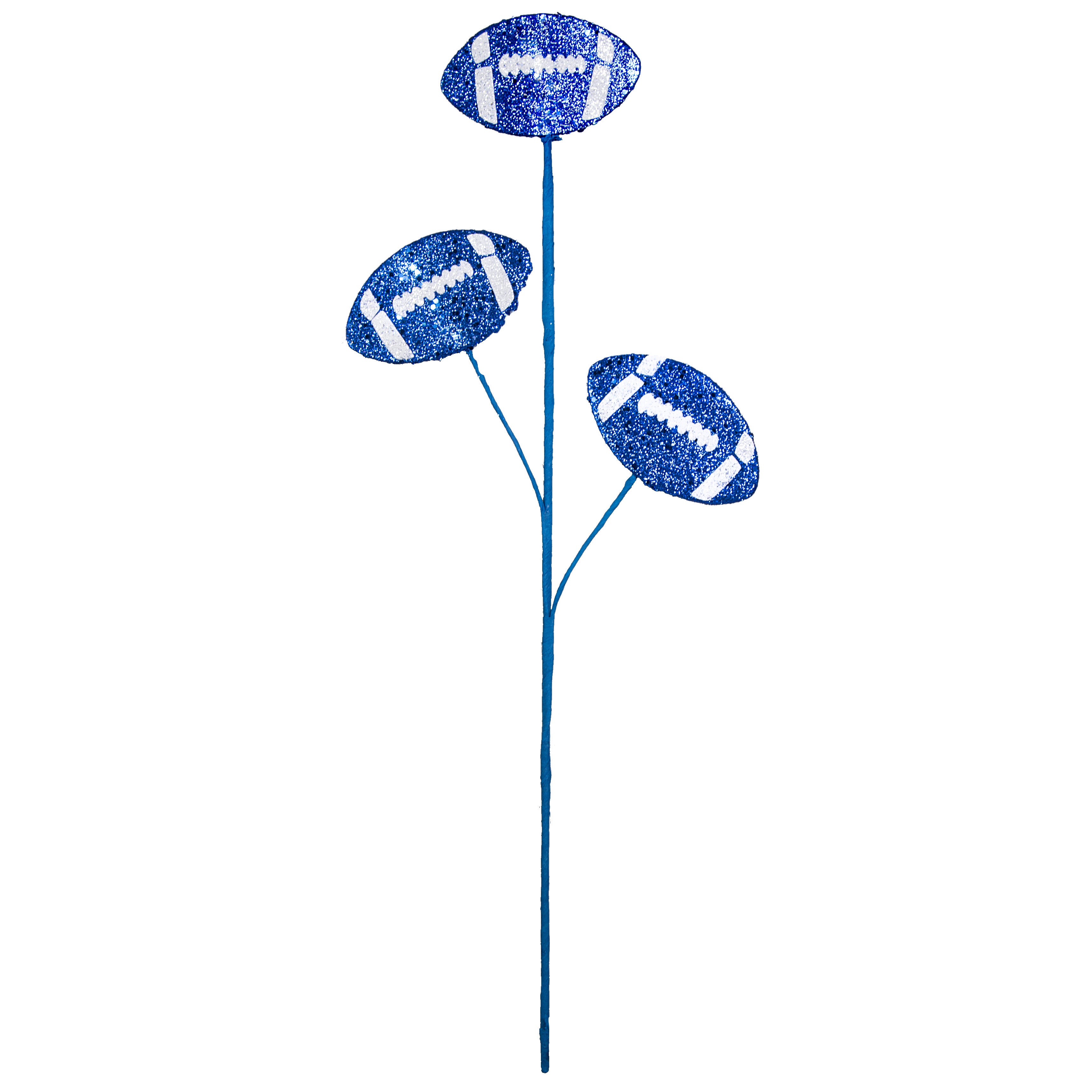 24" Glitter Triple Football Pick: Blue & White detail photo 3