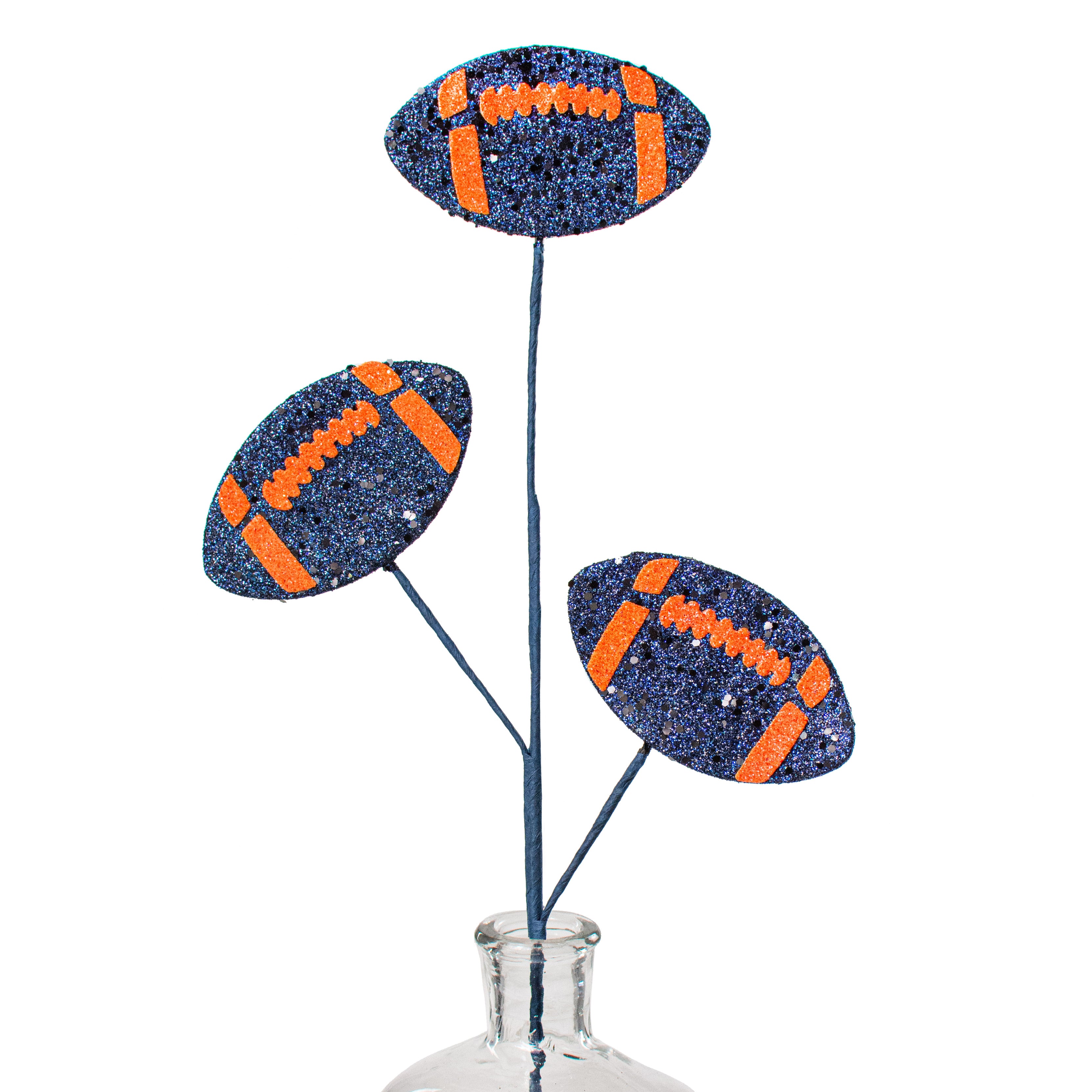 24" Glitter Triple Football Pick: Navy Blue & Orange Item Number: MZ185246