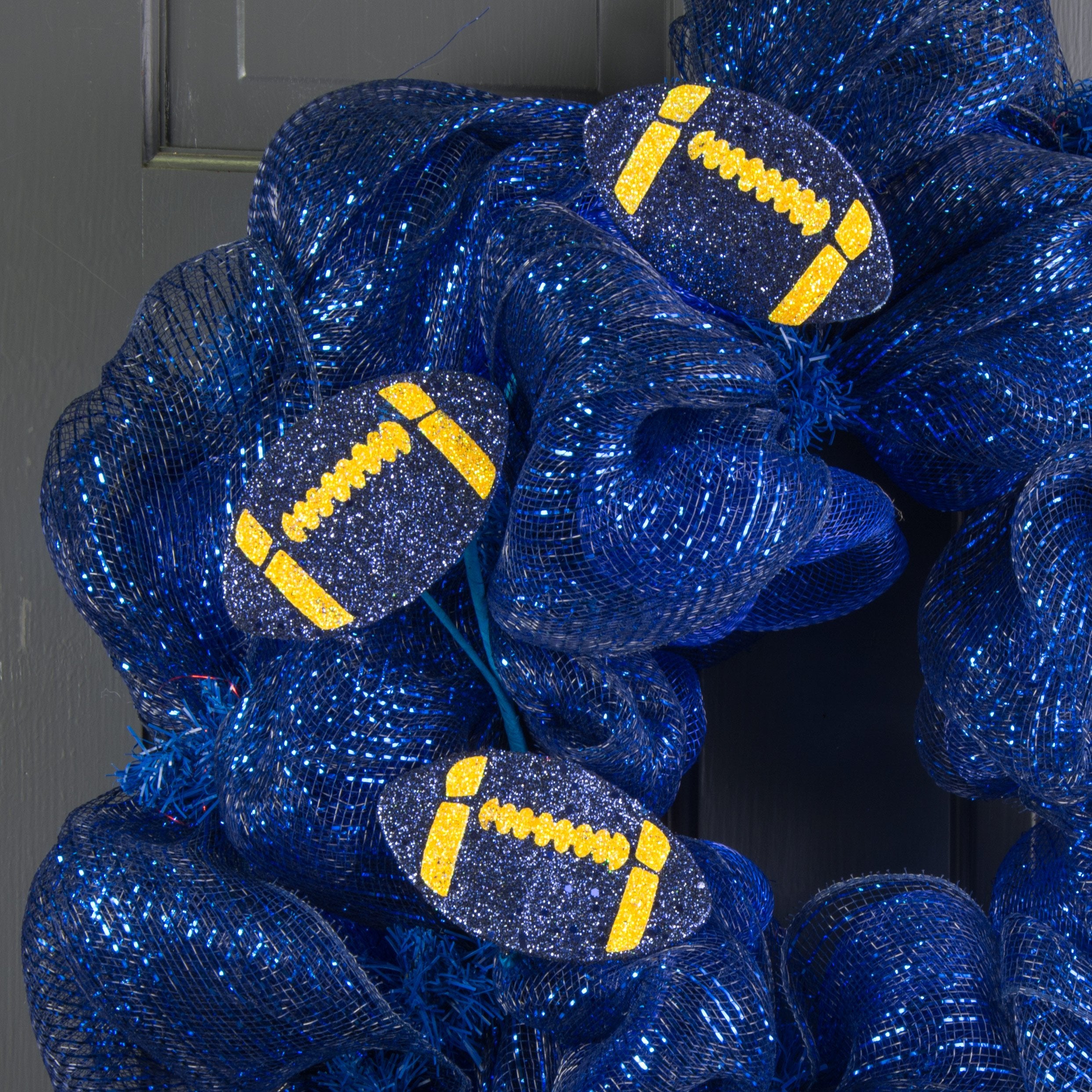 24" Glitter Triple Football Pick: Navy & Yellow Lifestyle Photo