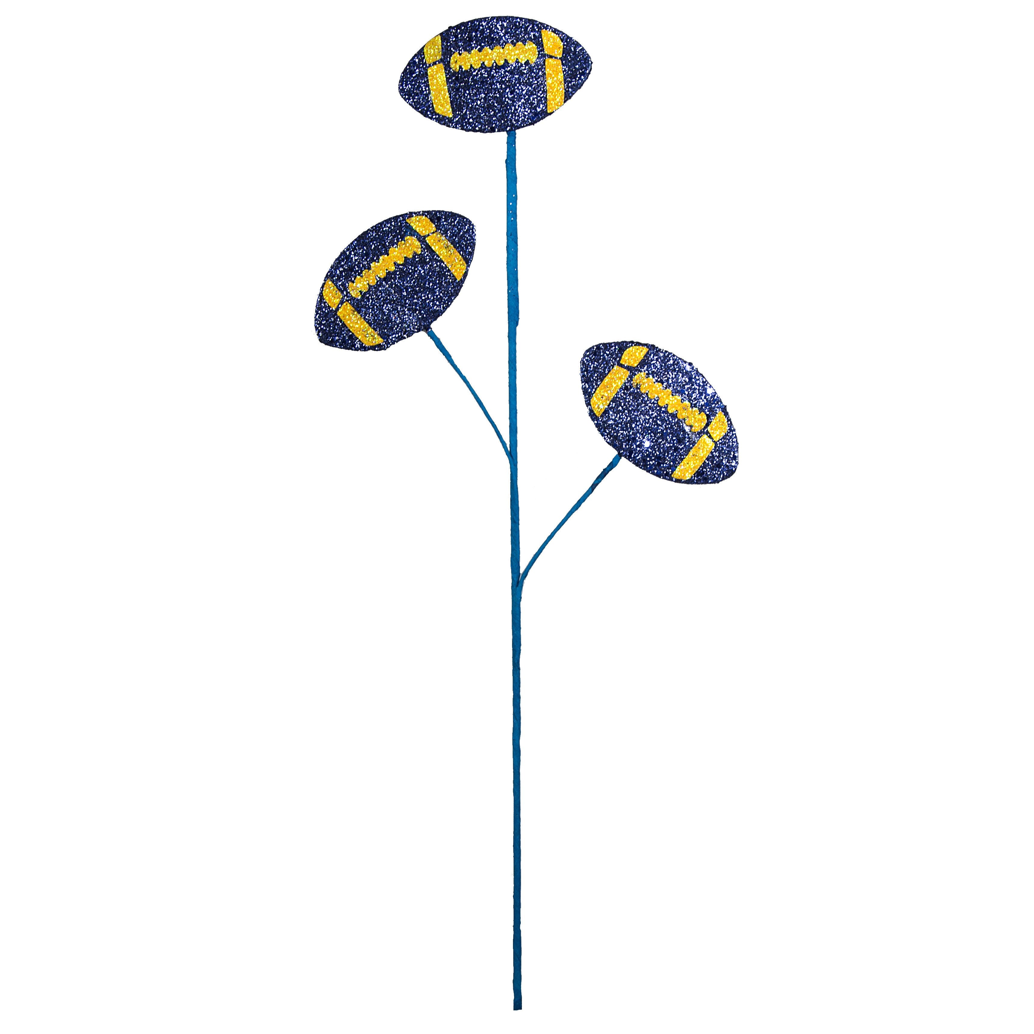 24" Glitter Triple Football Pick: Navy & Yellow detail photo 3