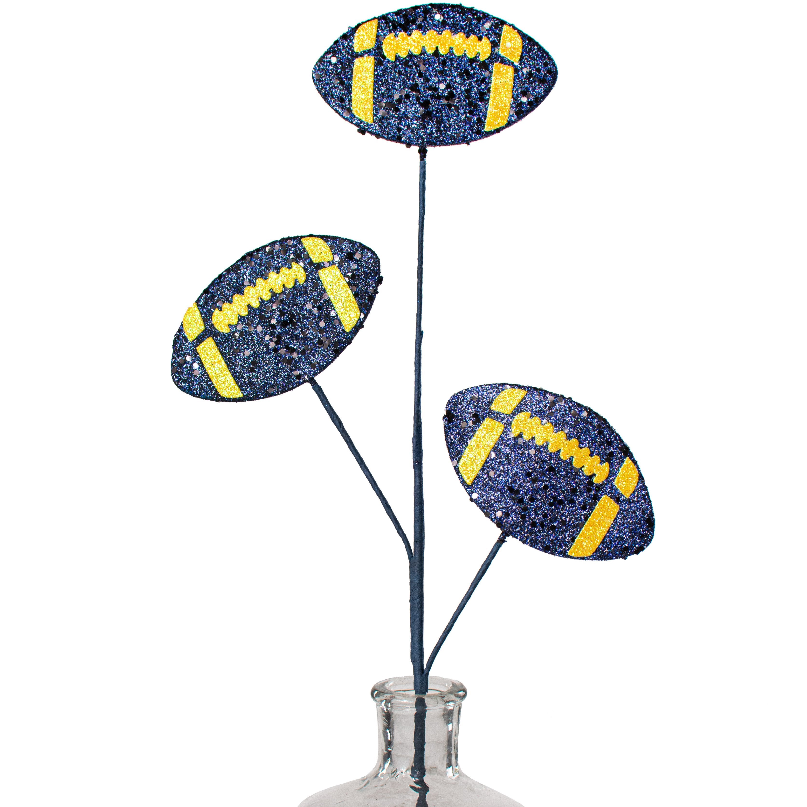 24" Glitter Triple Football Pick: Navy & Yellow Item Number: MZ185256