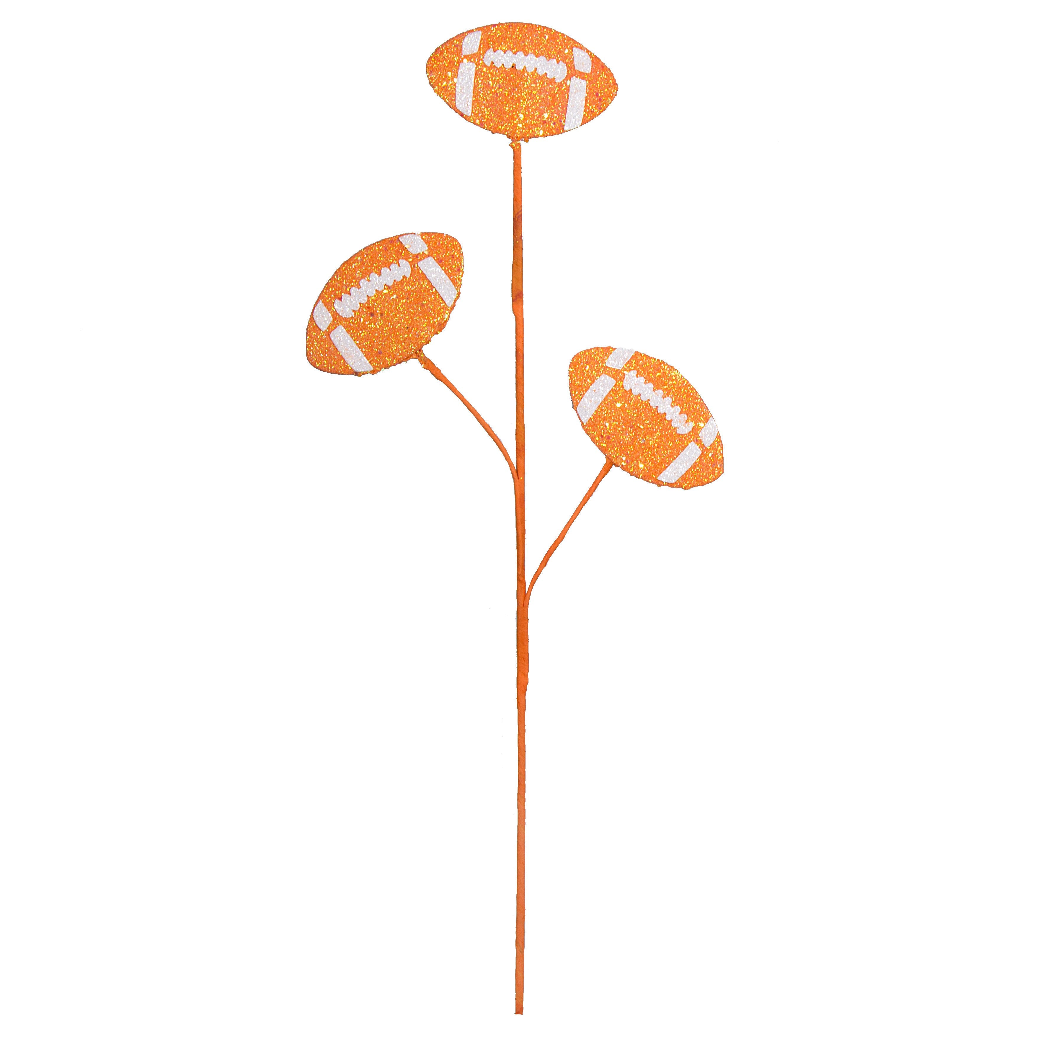 24" Glitter Triple Football Pick: Orange & White detail photo 3