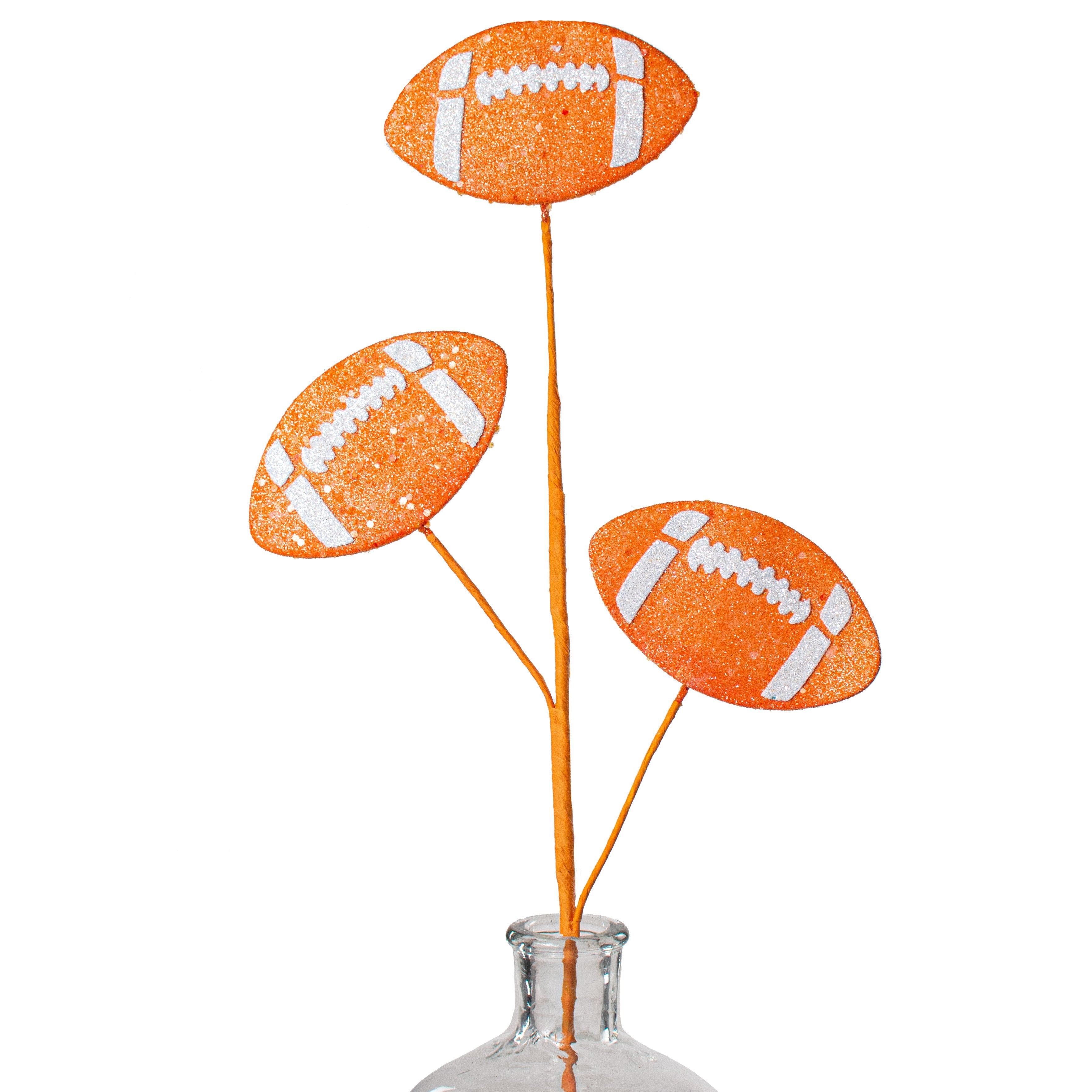24" Glitter Triple Football Pick: Orange & White Item Number: MZ185254