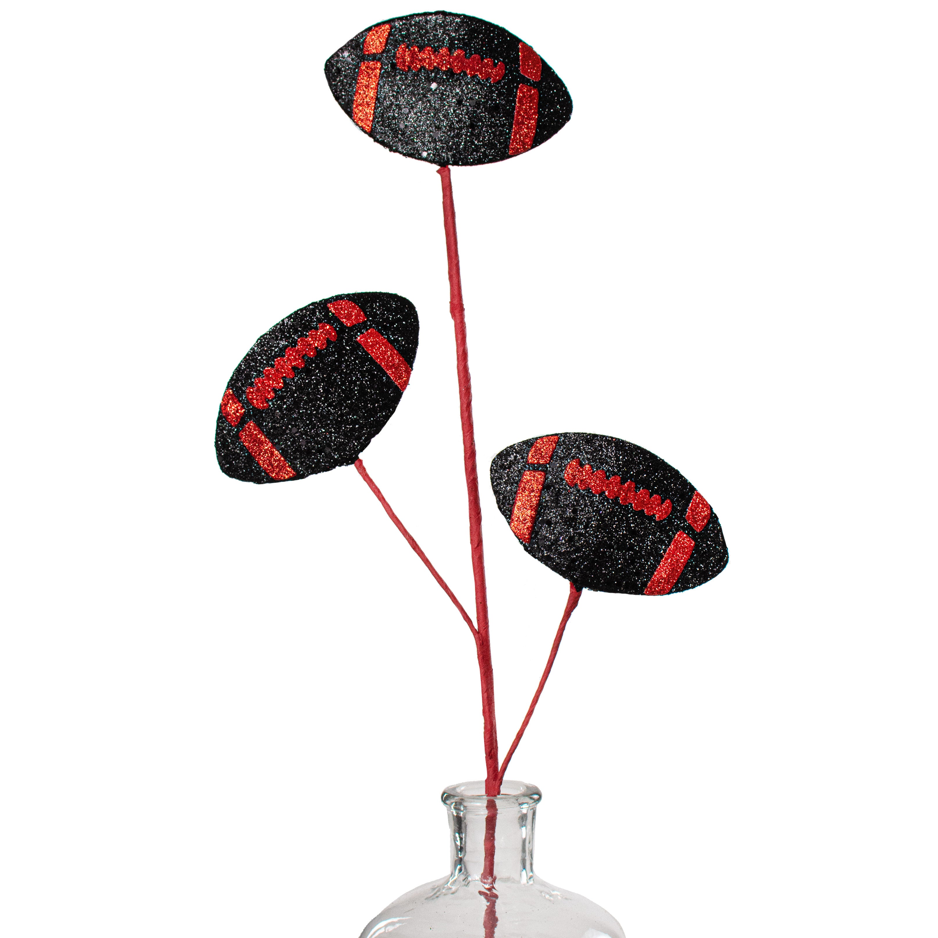 24" Glitter Triple Football Pick: Red & Black Item Number: MZ185247