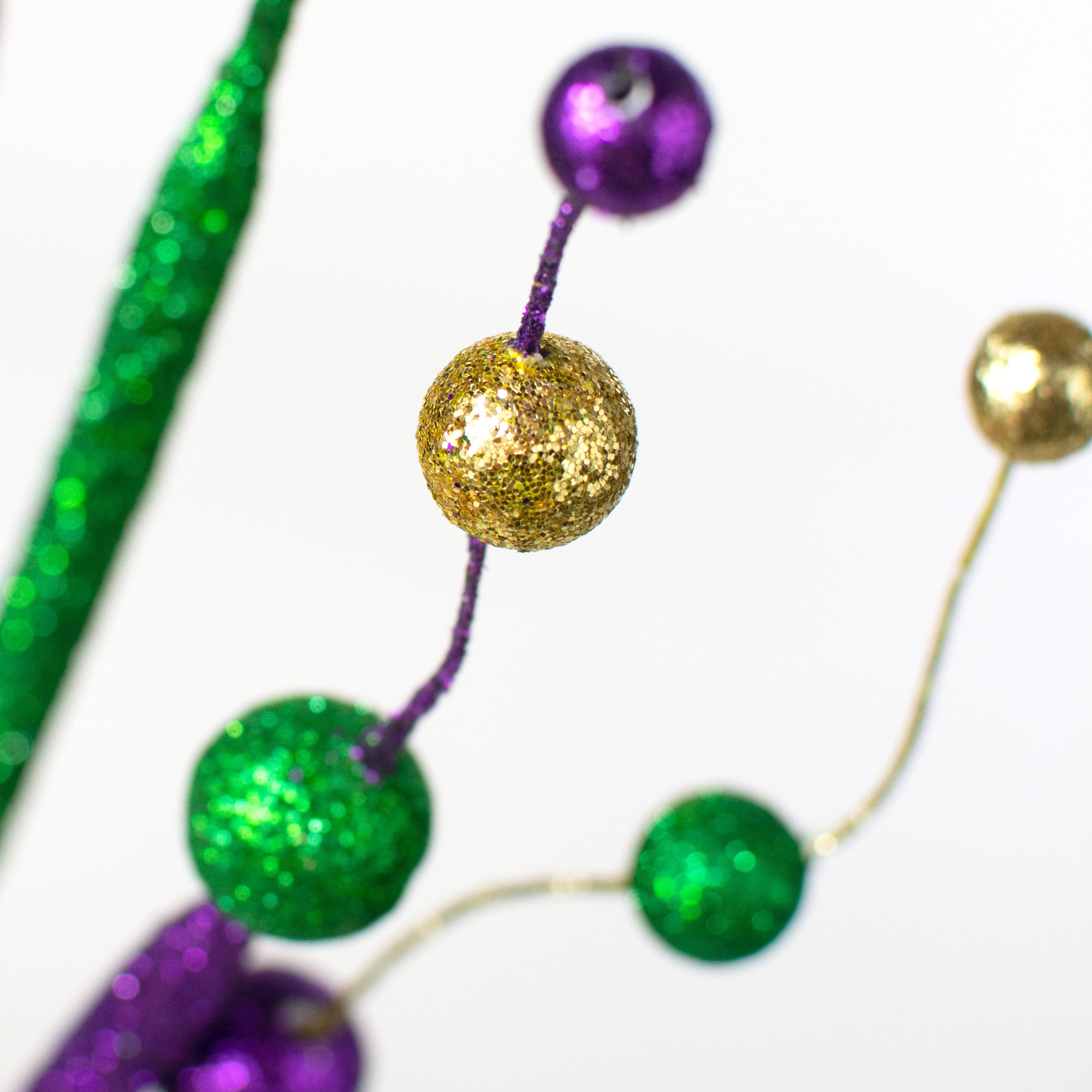 25" Glitter Tubing Ball Spray: Purple, Green, Gold Lifestyle Photo