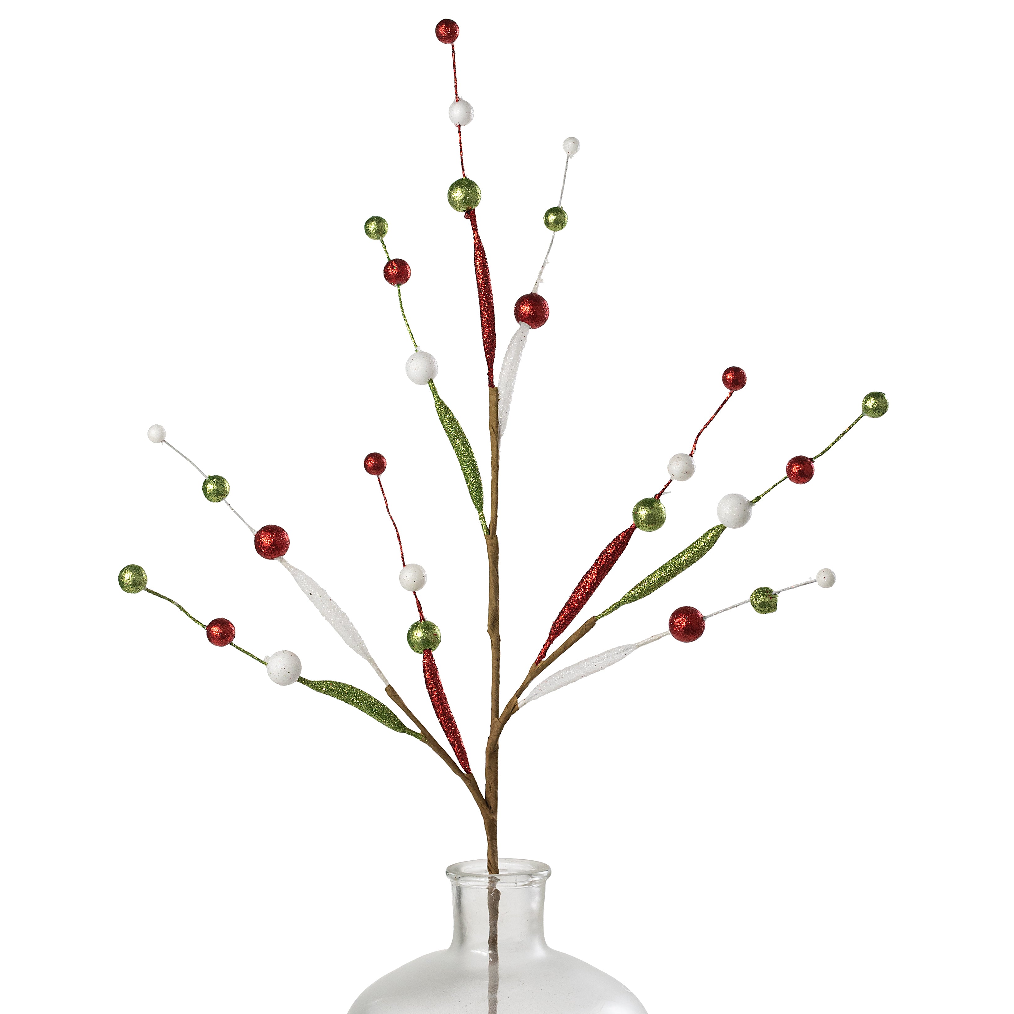 25" Glitter Tubing Ball Spray: Red, Lime Green & White Item Number: XS6065HA