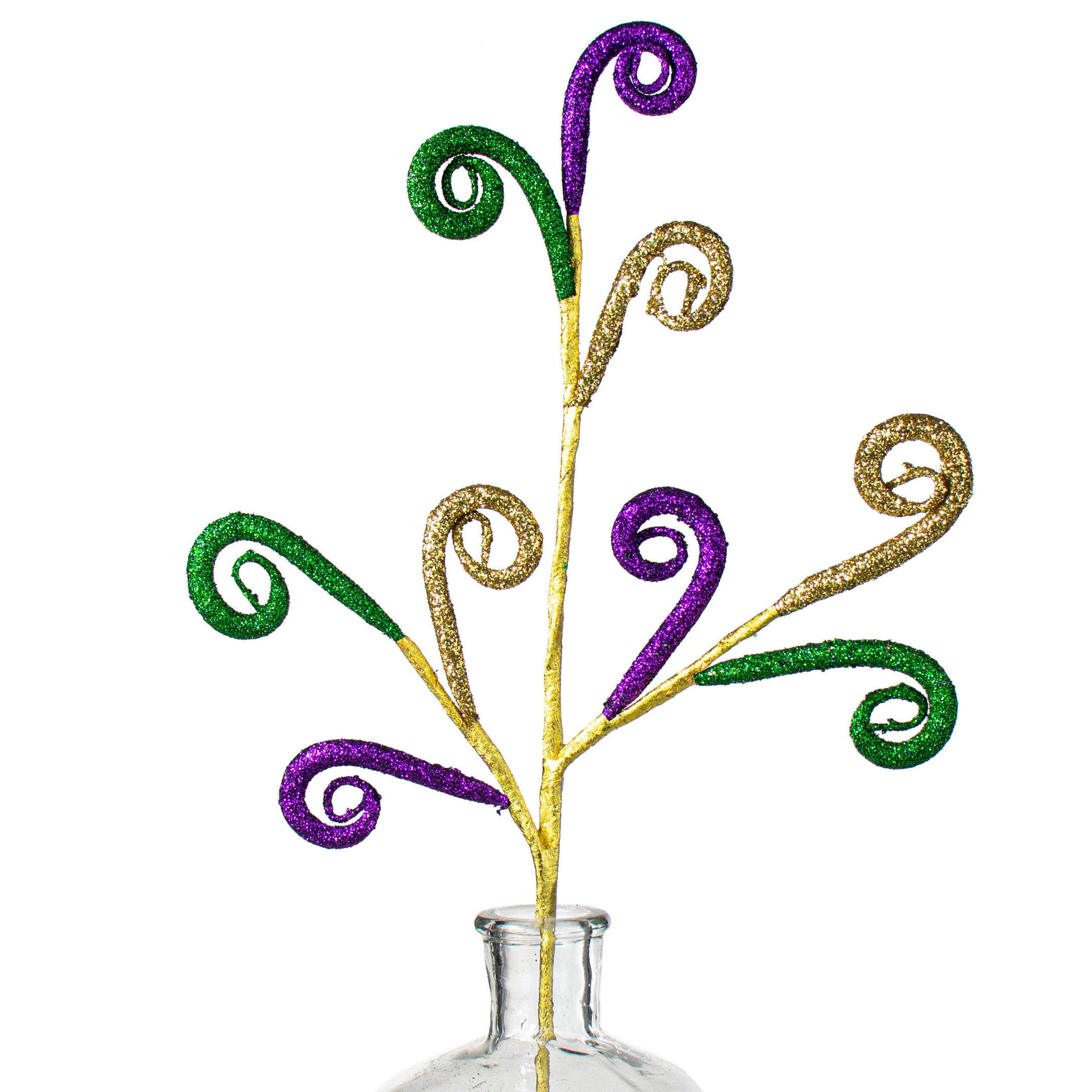 23" Glitter Tubing Coils Spray: Purple, Green, Gold Item Number: HG3110