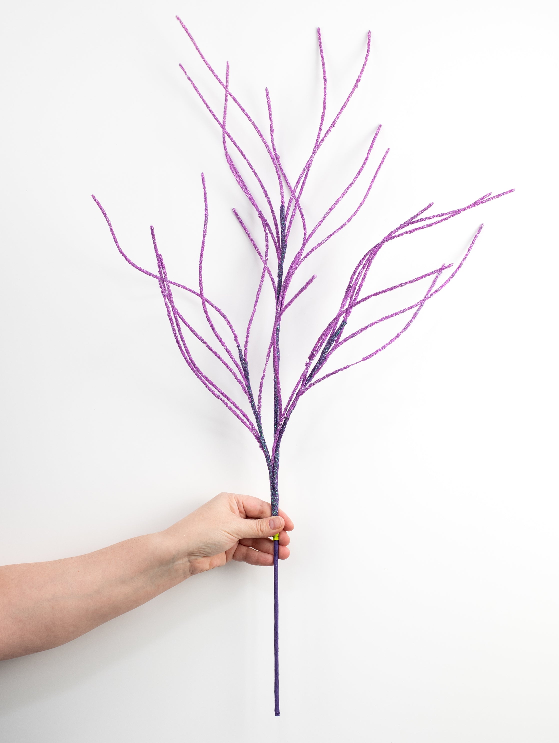 30" Glitter Twig Spray: Purple detail photo 3