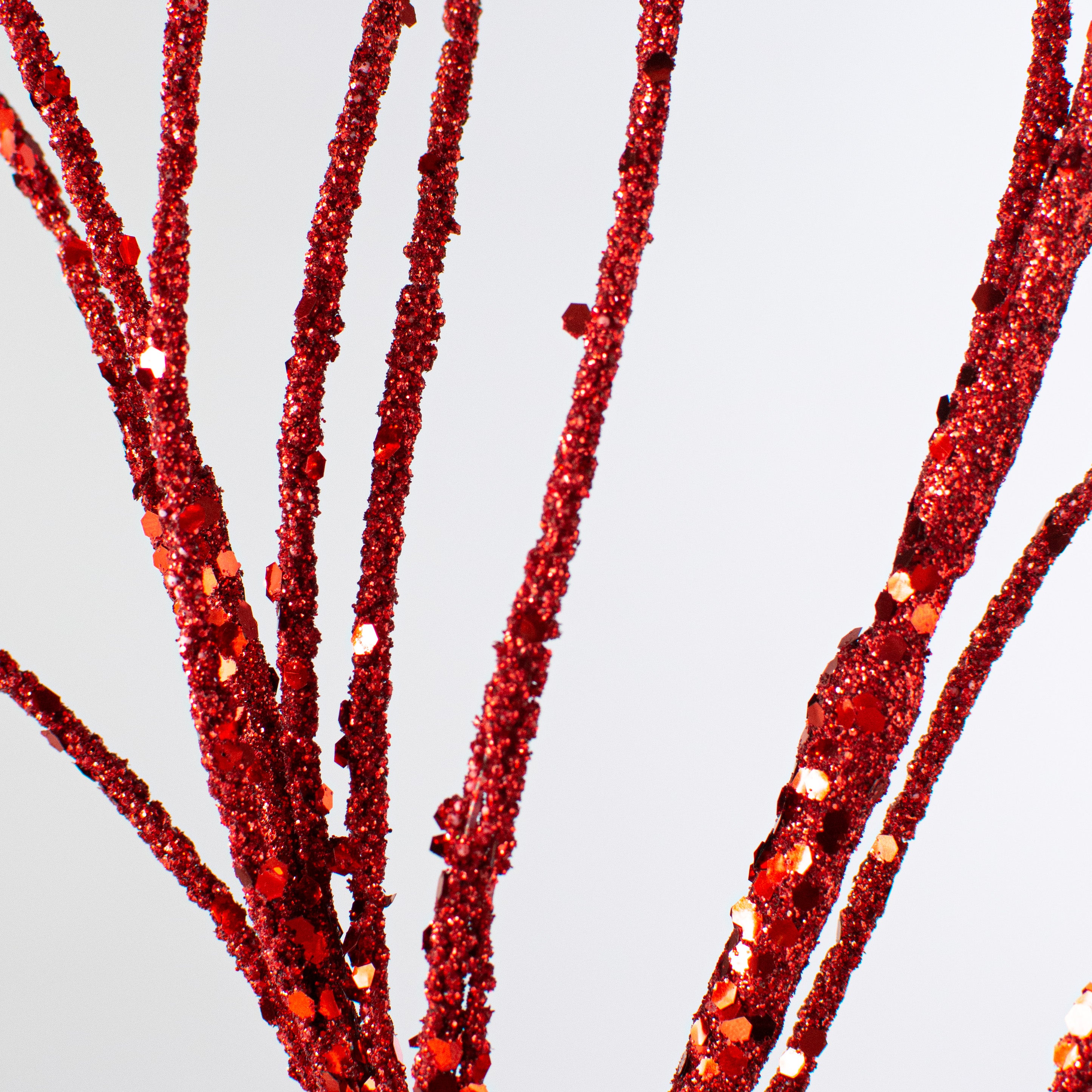 30" Glitter Twig Spray: Red Lifestyle Photo