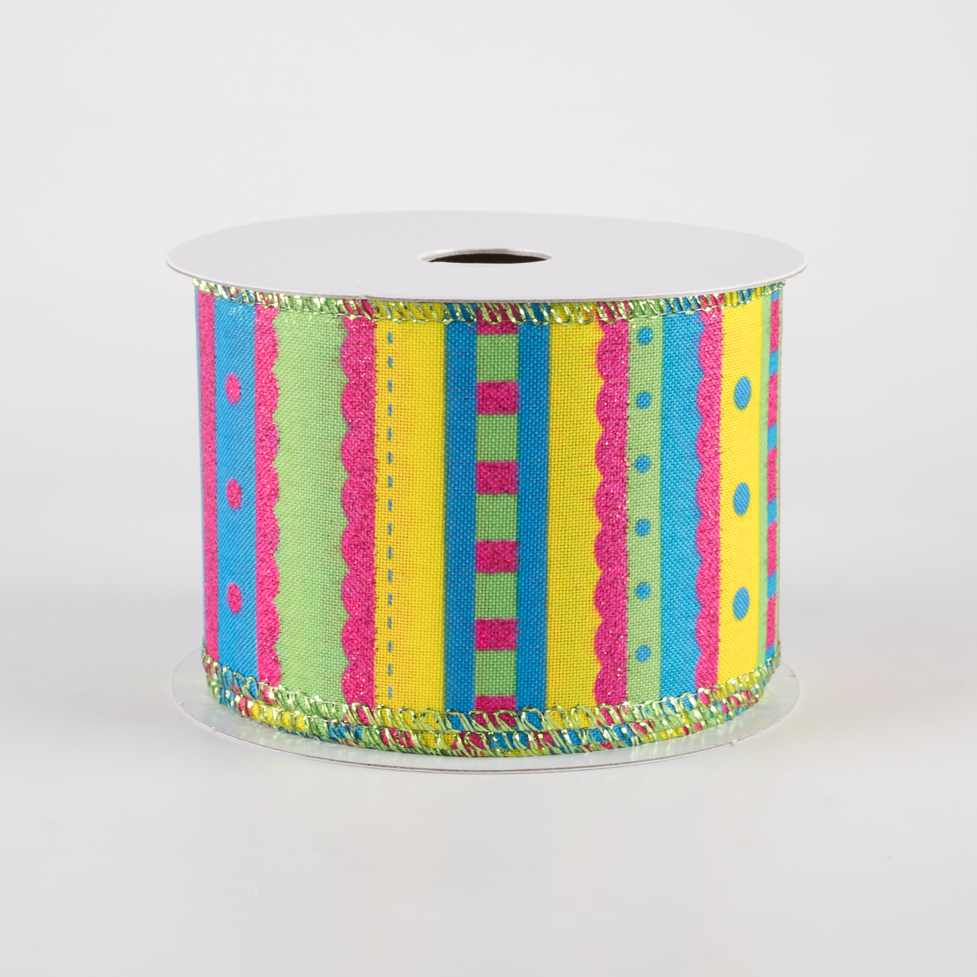 2.5" Glitter Whimsy Stripe Ribbon: Summer Fun (10 Yards)
