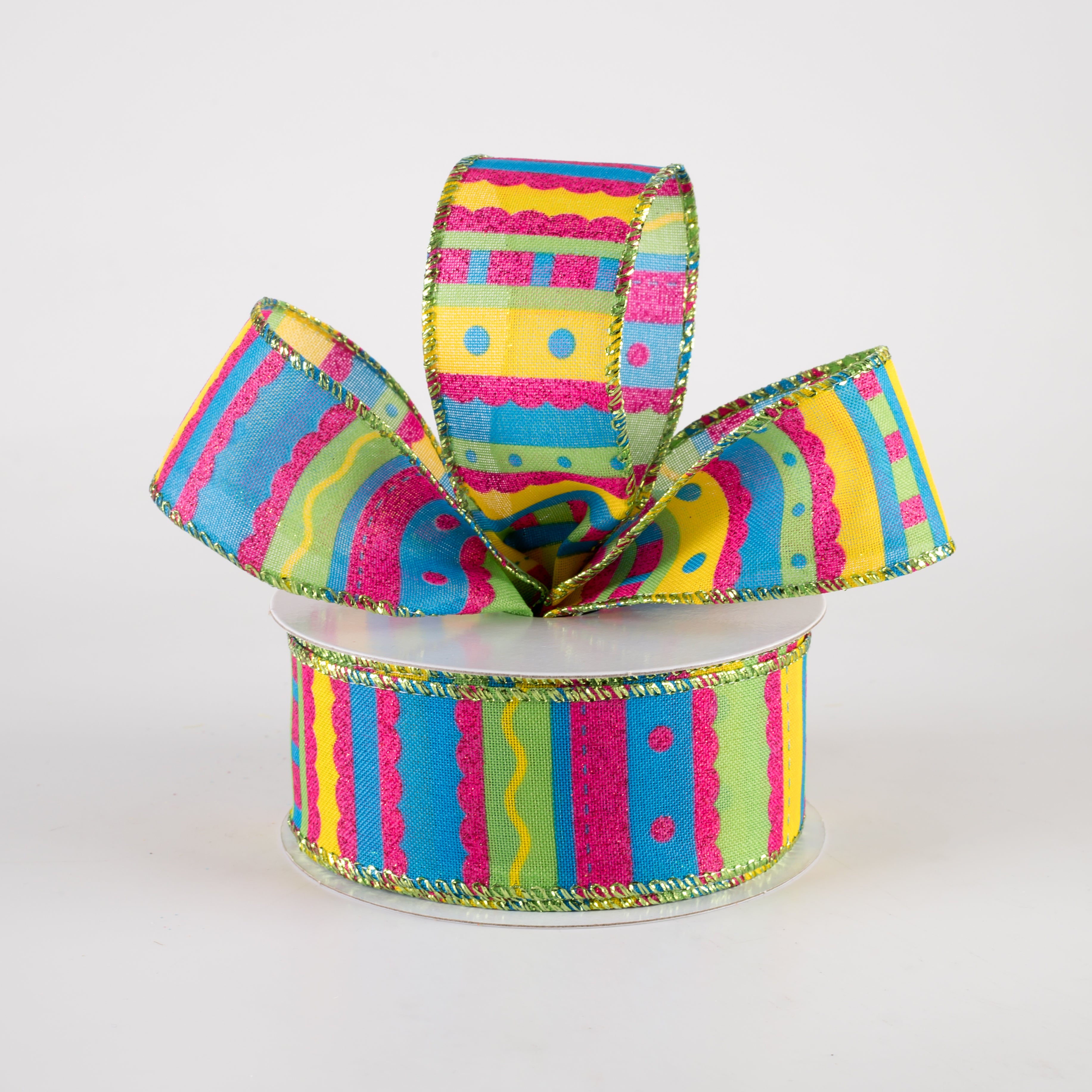 1.5" Glitter Whimsy Stripe Ribbon: Summer Fun (10 Yards) Lifestyle Photo