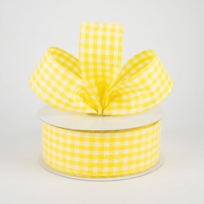 1.5" Glitter Woven Gingham Check Ribbon: Yellow (10 Yards) Lifestyle Photo