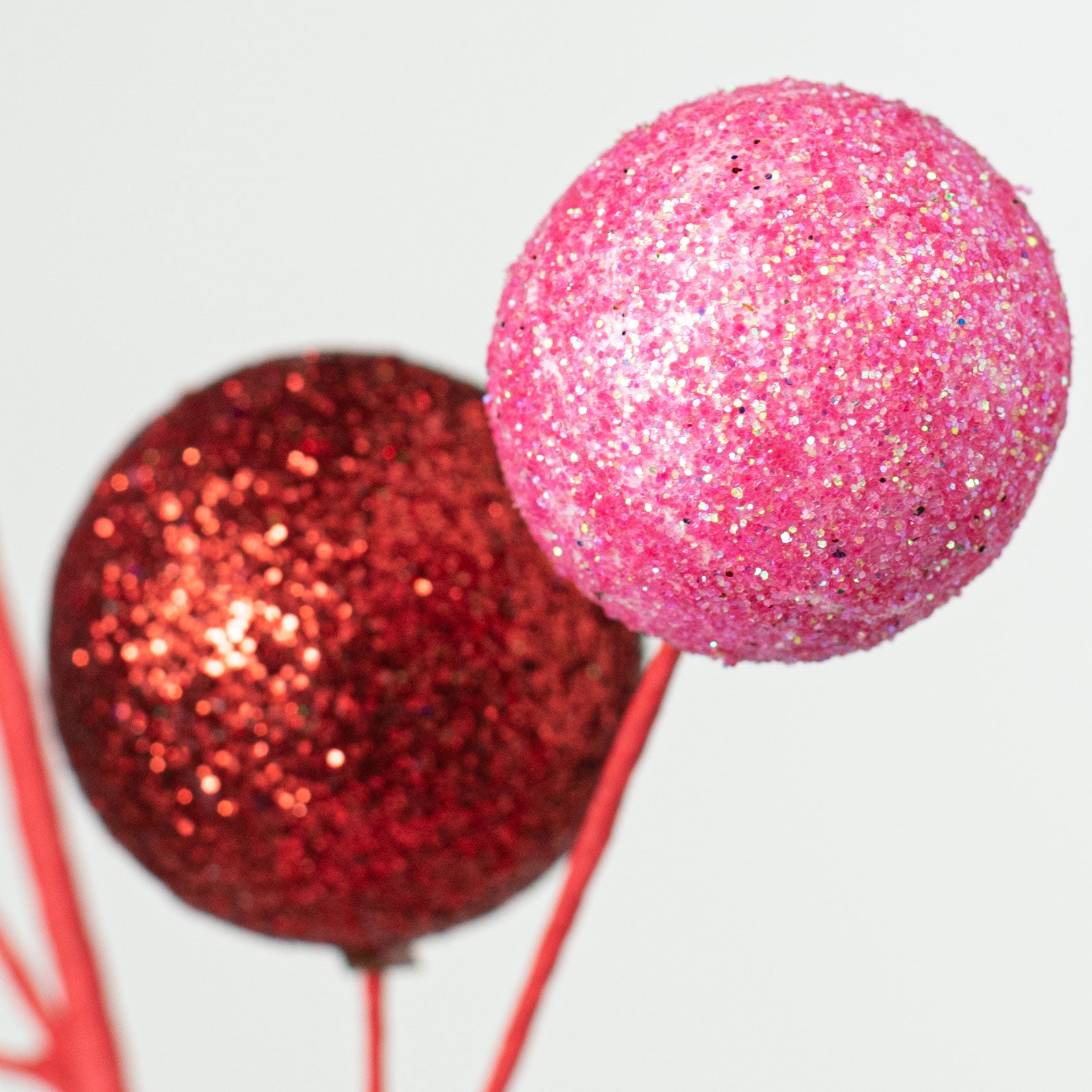 21" Glittered Ball Spray: Hot Pink, Light Pink & Red Lifestyle Photo