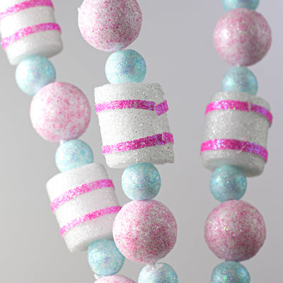 31" Glittered Balls & Striped Cylinders Spray: Blue & Pink Lifestyle Photo