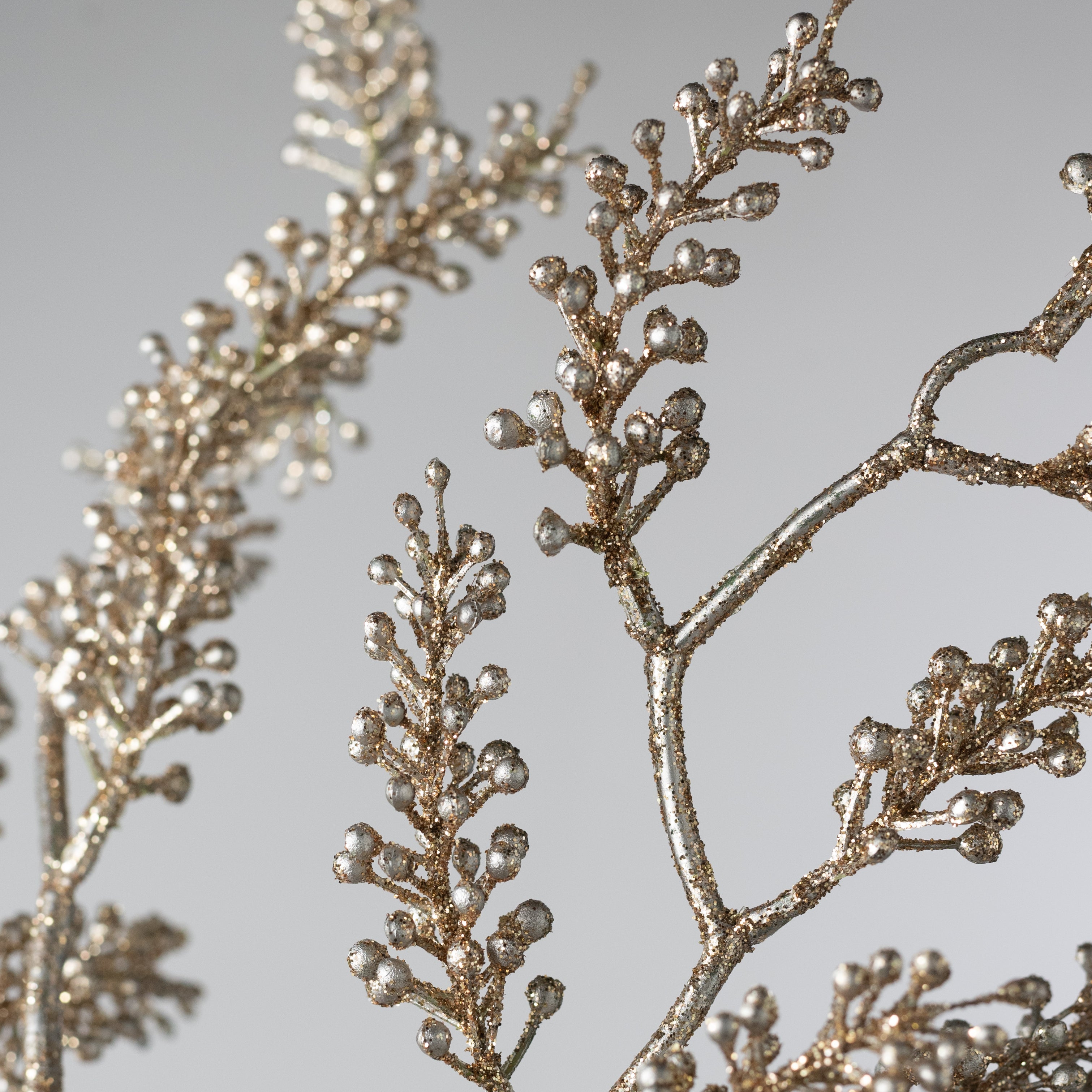 33" Glittered Berry Cluster Spray: Champagne Gold detail photo 3
