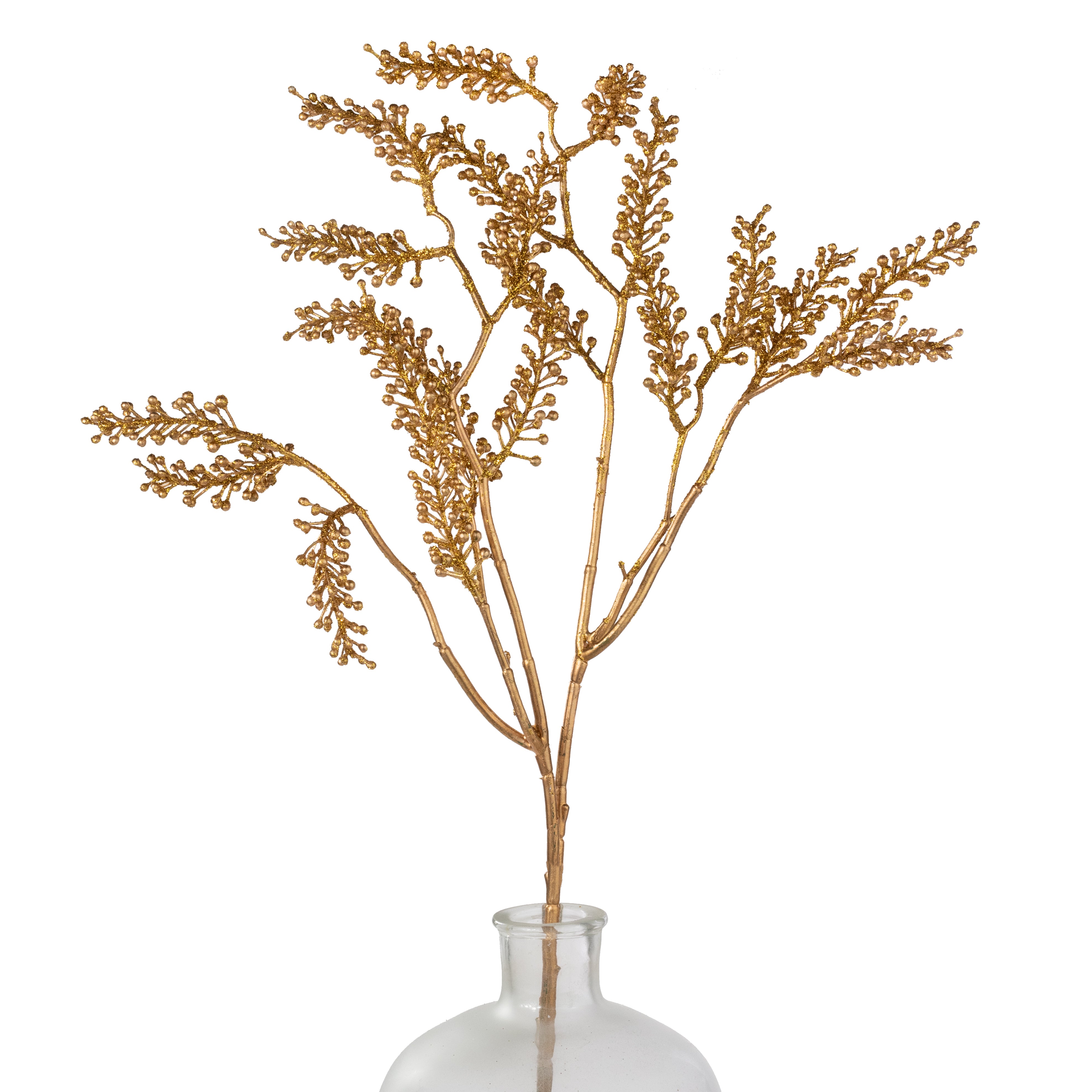 33" Glittered Berry Cluster Spray: Gold Item Number: 84780-GOLD