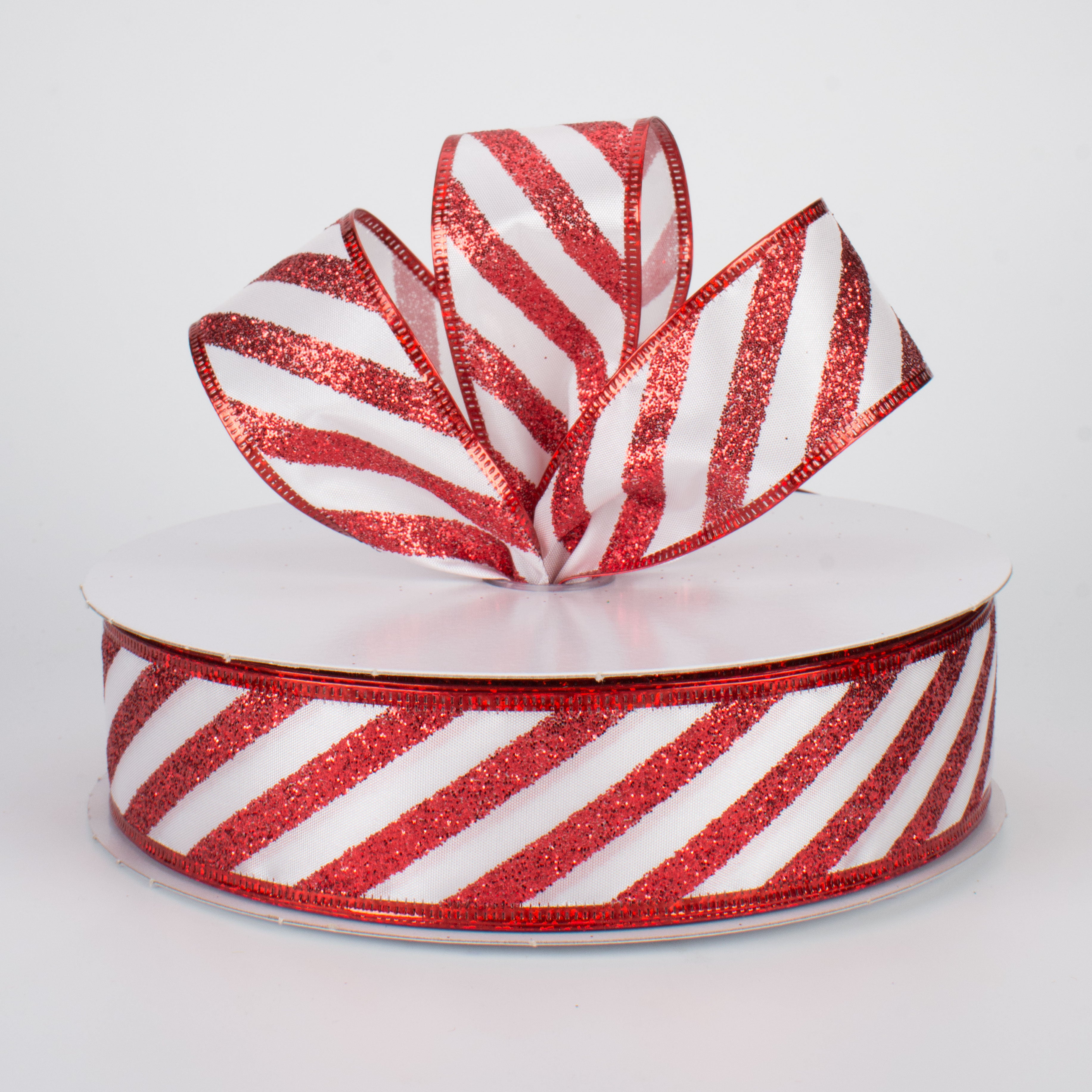 1.5" Glittered Candy Cane Stripes Ribbon (50 Yards) Lifestyle Photo