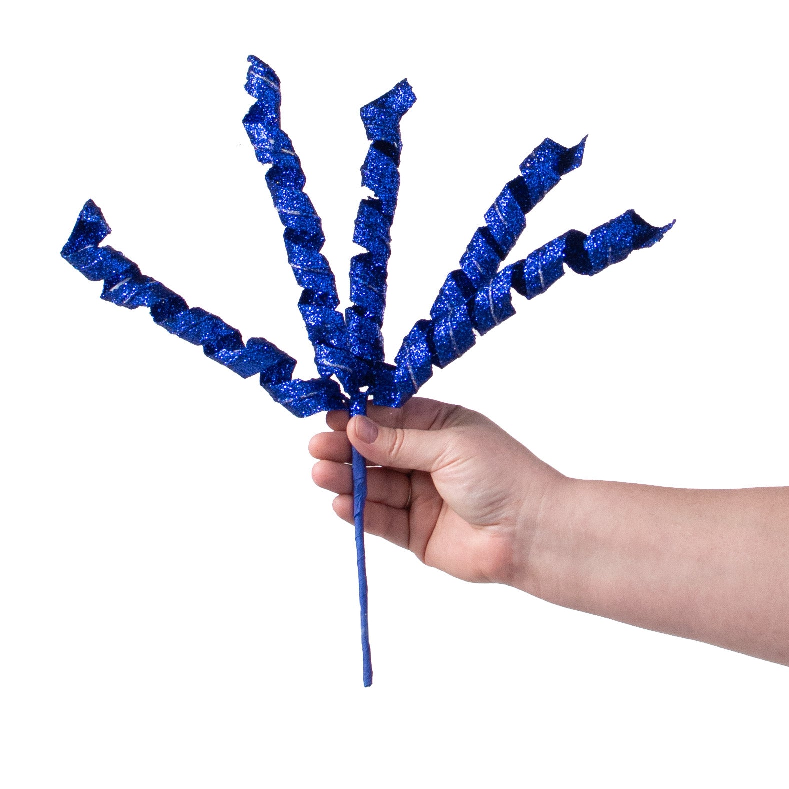 13" Glittered Curly Pick: Blue detail photo 3