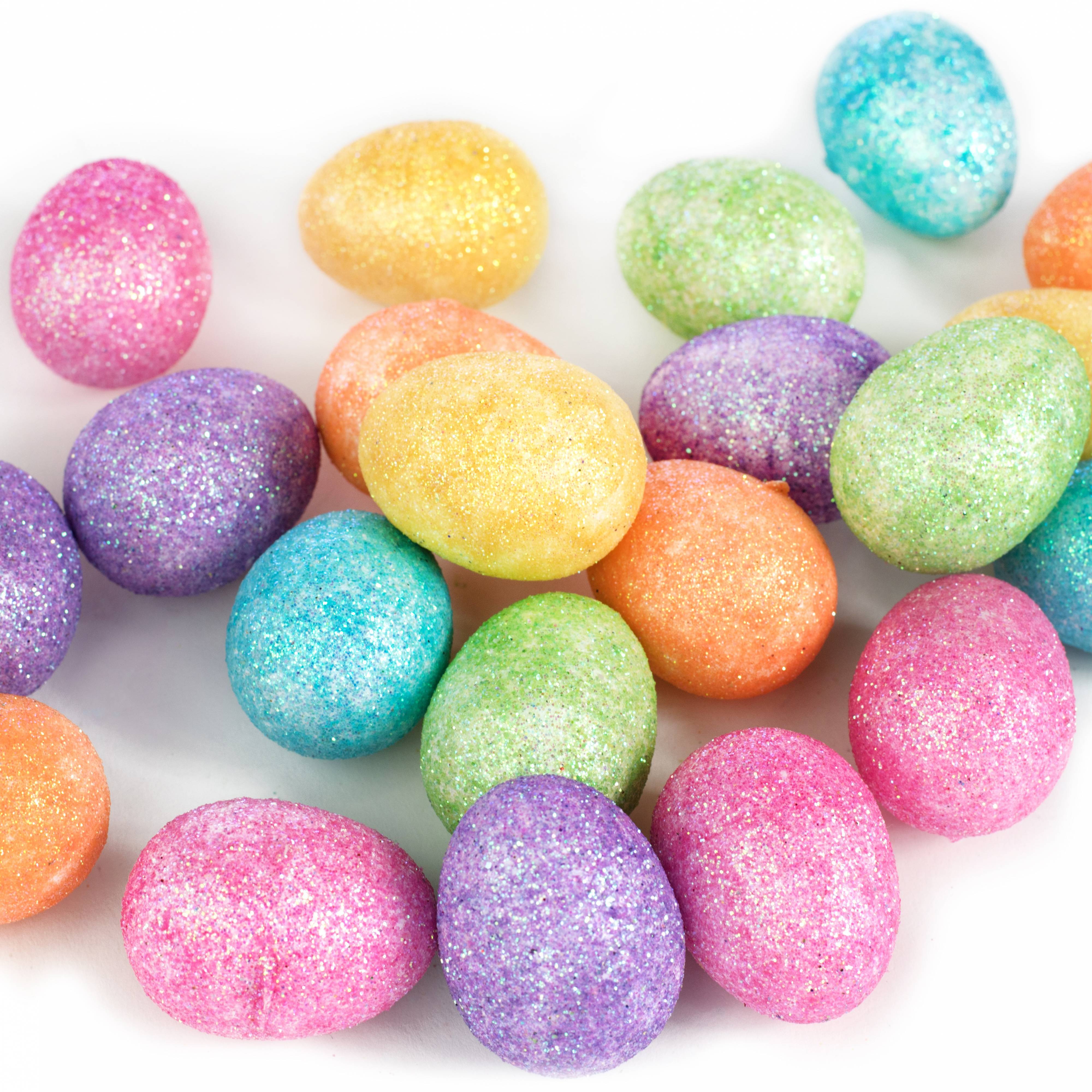 1.75" Glittered Eggs: Pastels (24) Item Number: HE614799