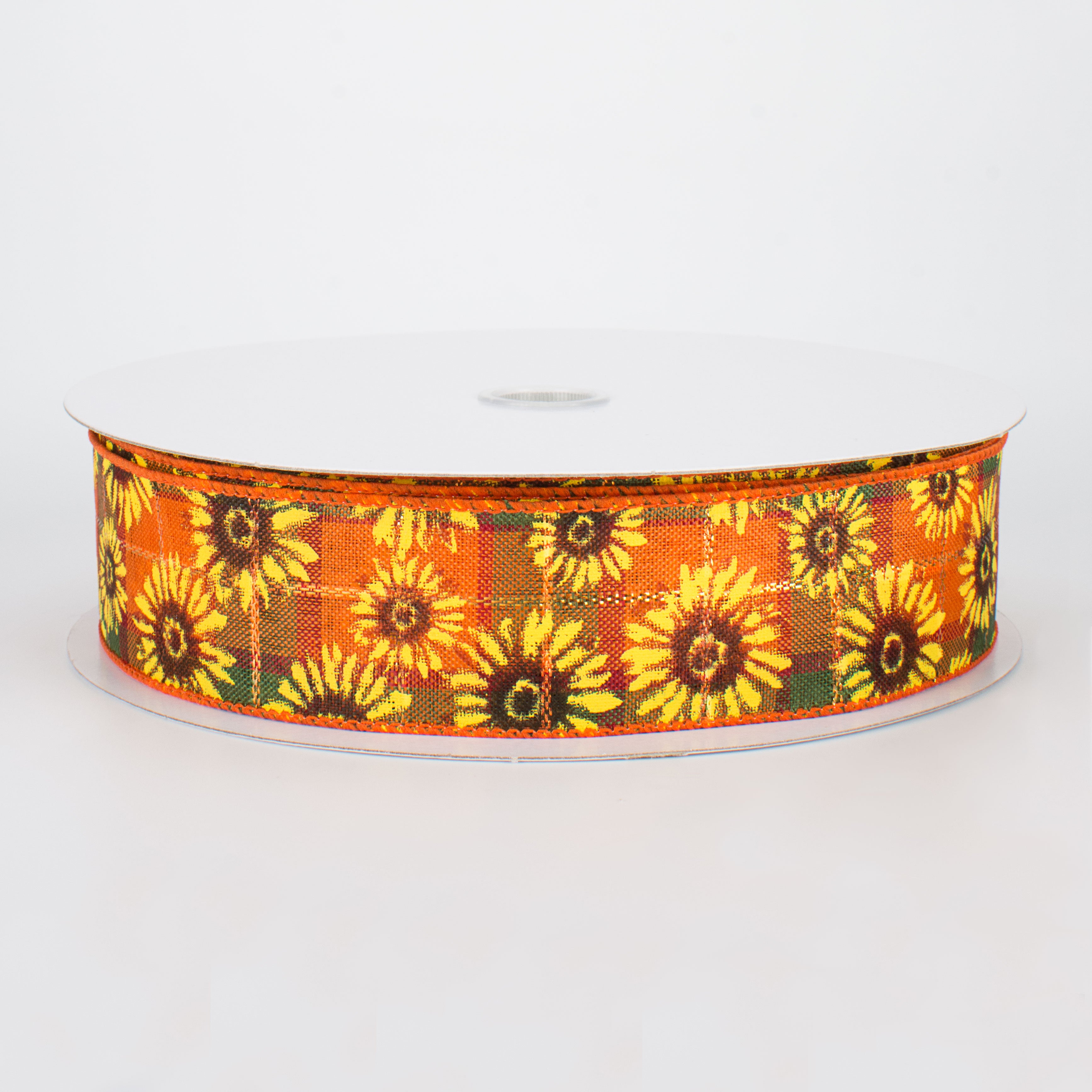 1.5" Glittered Fall Sunflower Ribbon (50 Yards)