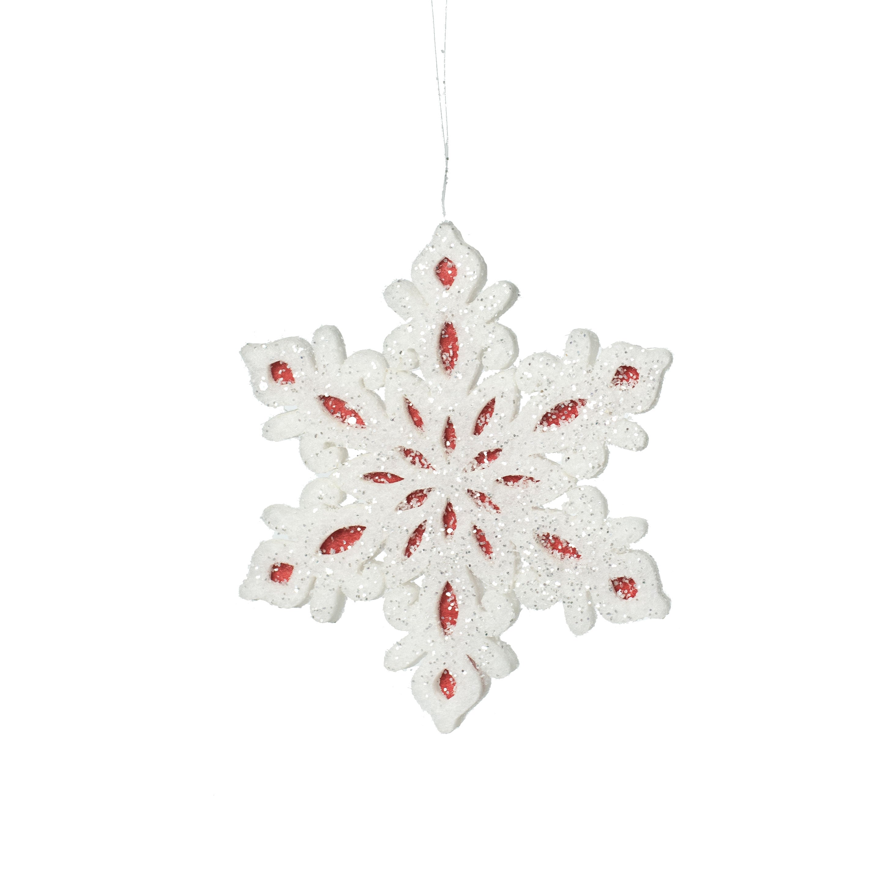 8" Glittered Felt & Foam Snowflake Ornament: Red Item Number: XY849024
