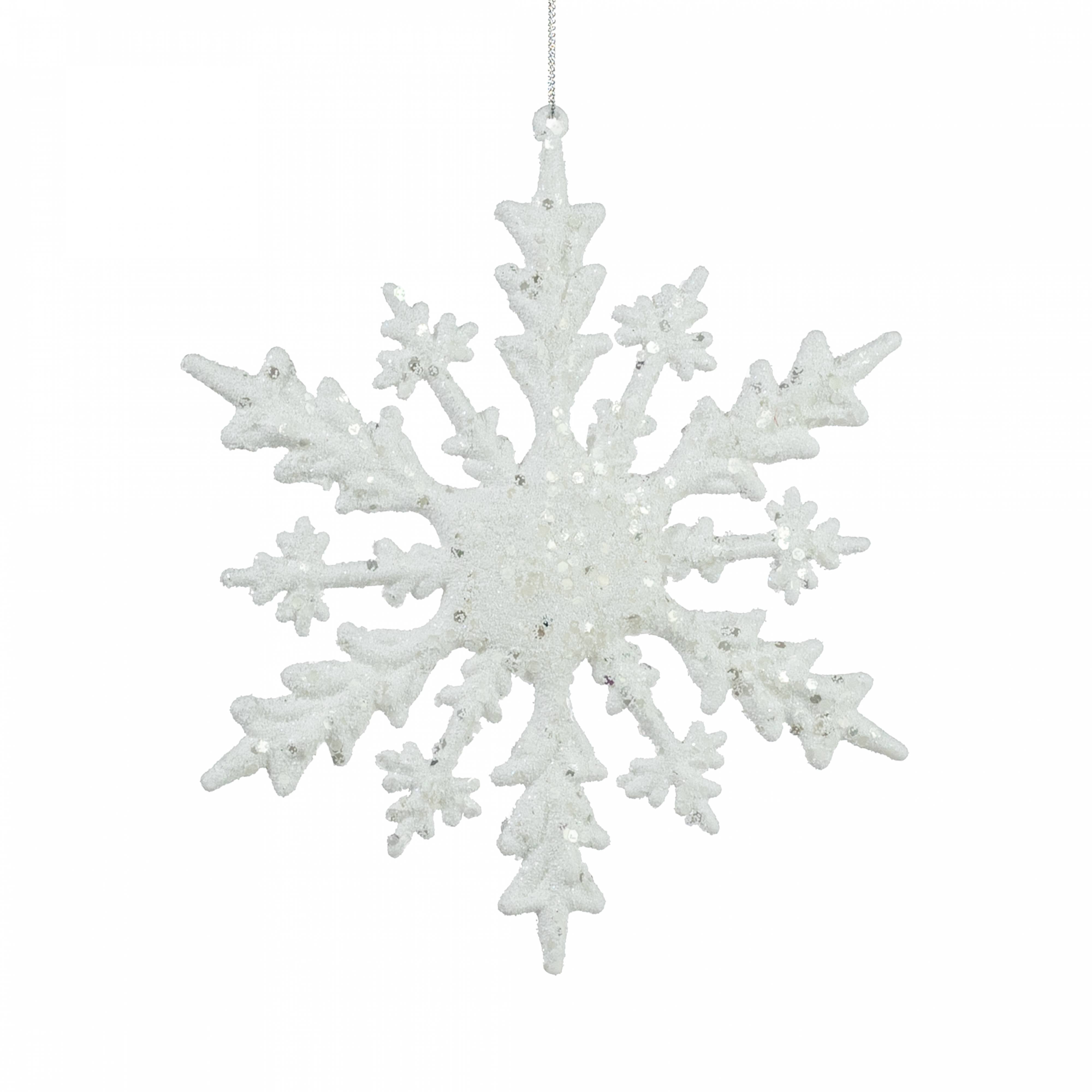 8" Glittered Flat Snowflake Ornament Item Number: 85943WT