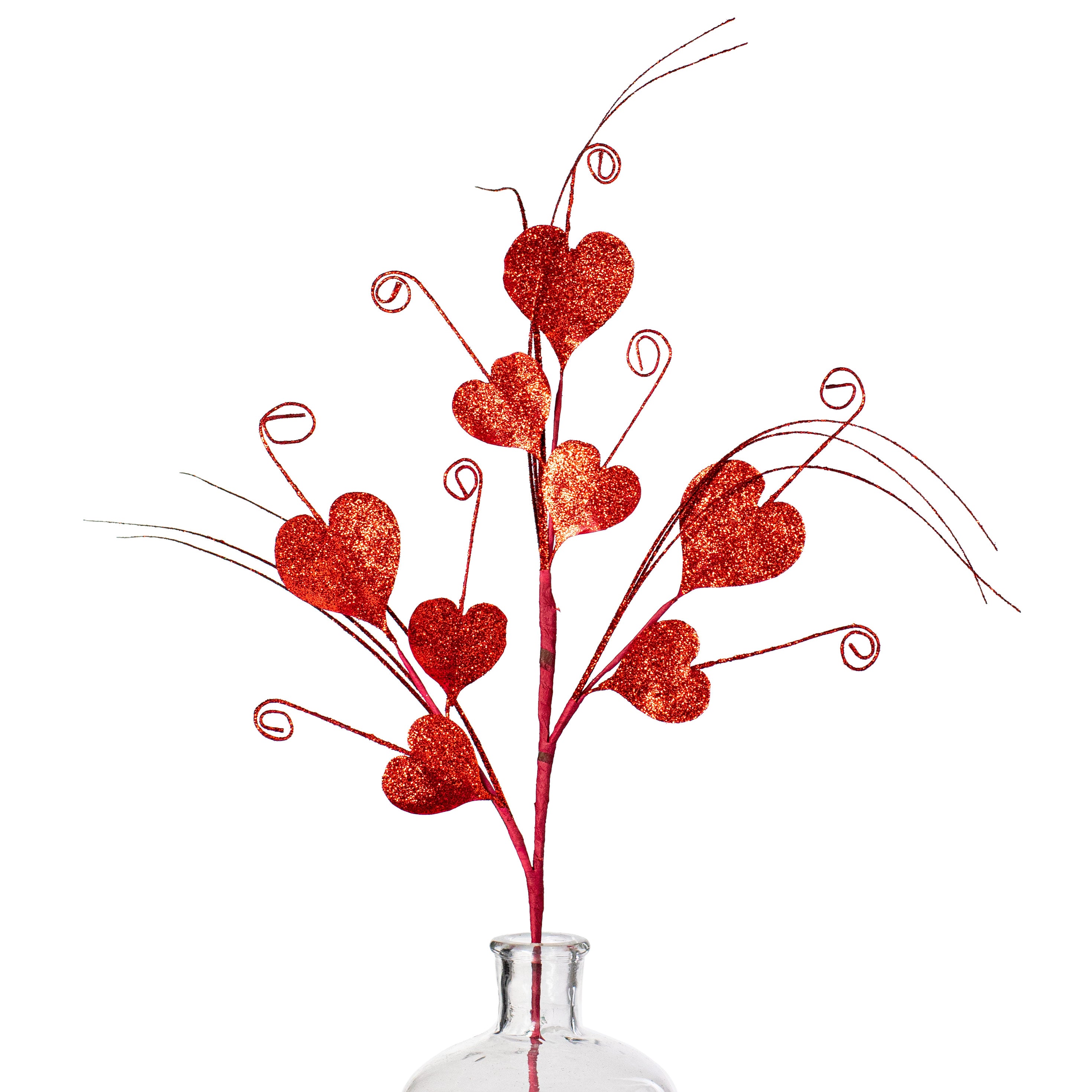 22" Glittered Hearts Spiral Spray: Red Item Number: 31290