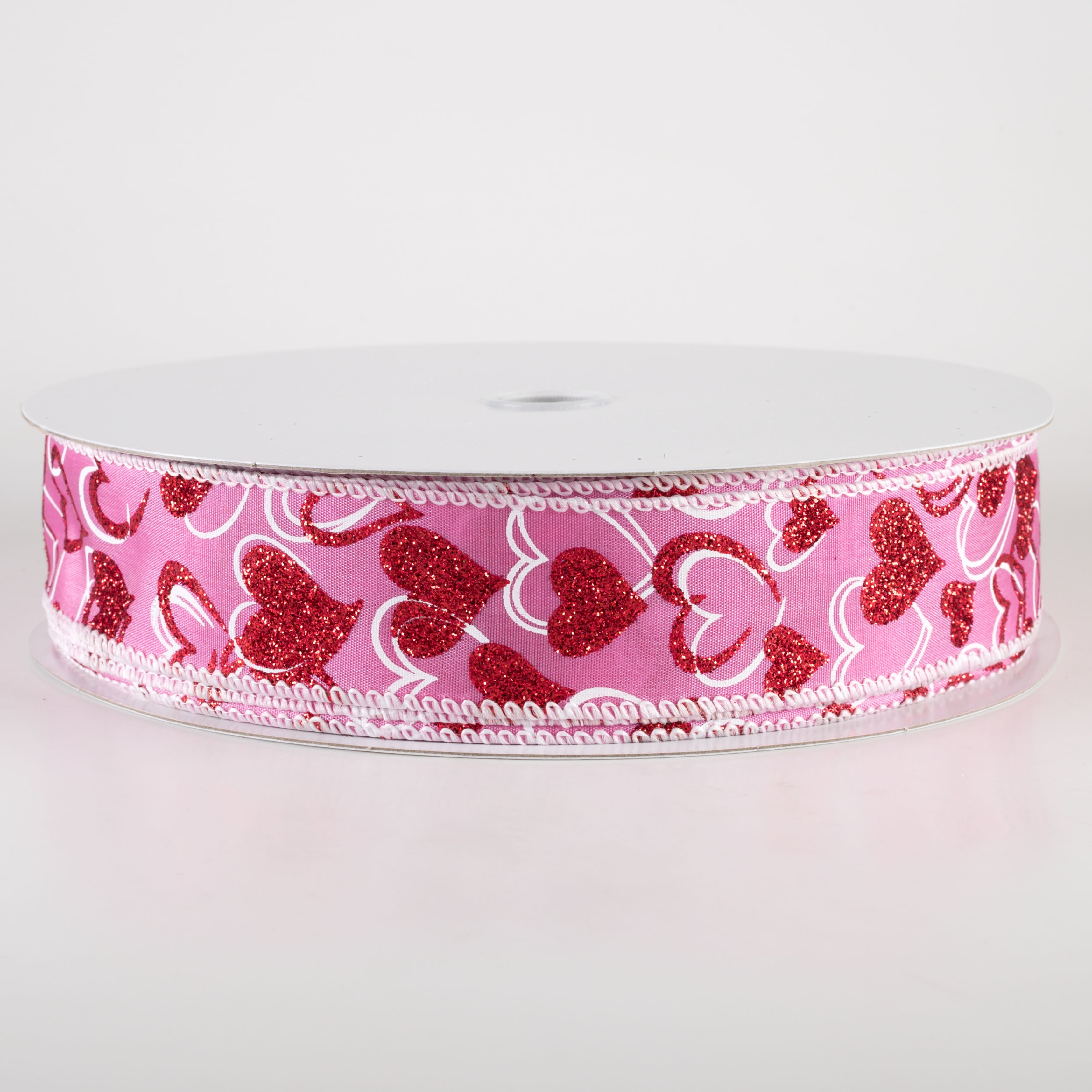 1.5" Glittered Lisa Hearts Ribbon: Dark Pink (50 Yards) Item Number: 811-09-403