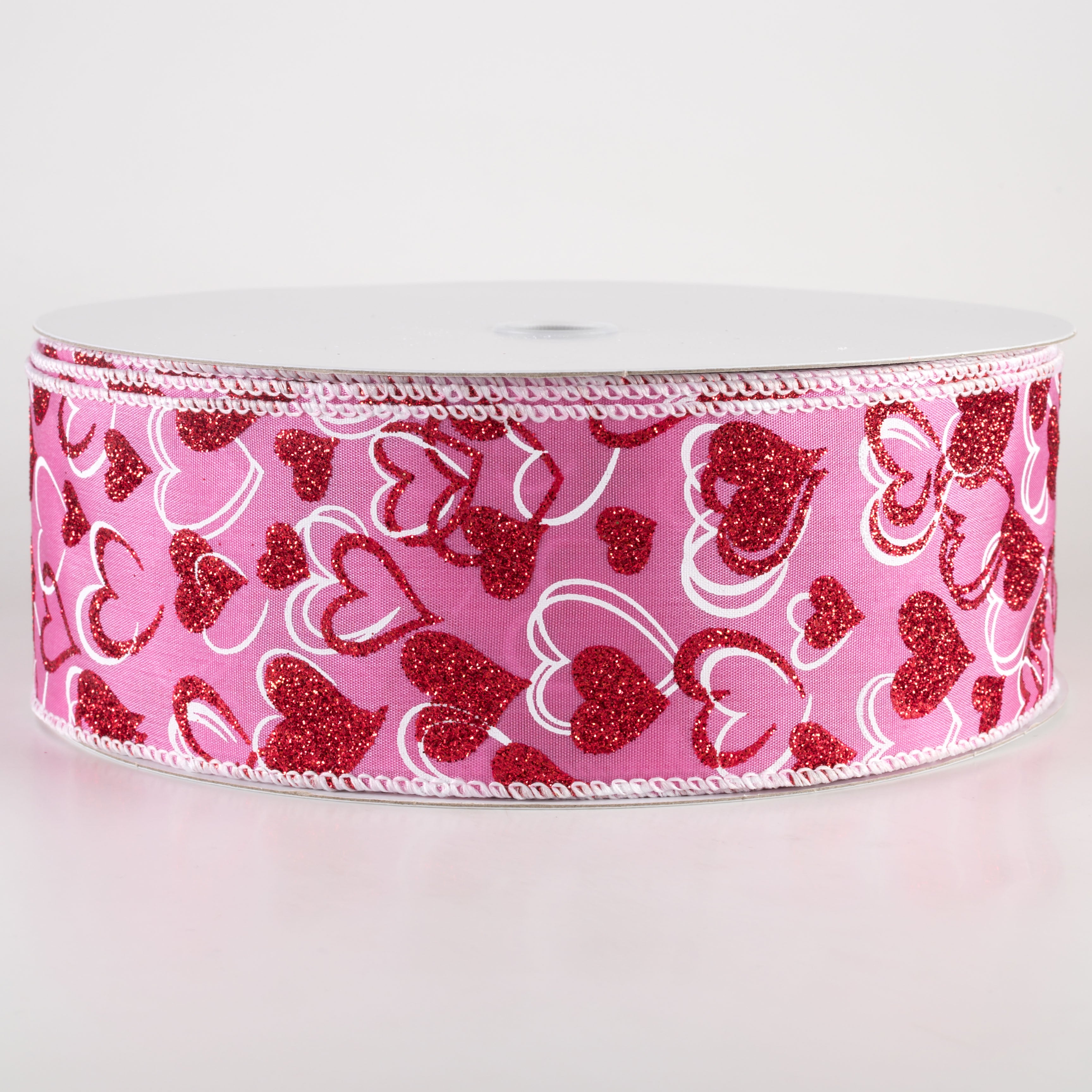 2.5" Glittered Lisa Hearts Ribbon: Dark Pink (50 Yards) Item Number: 811-40-403