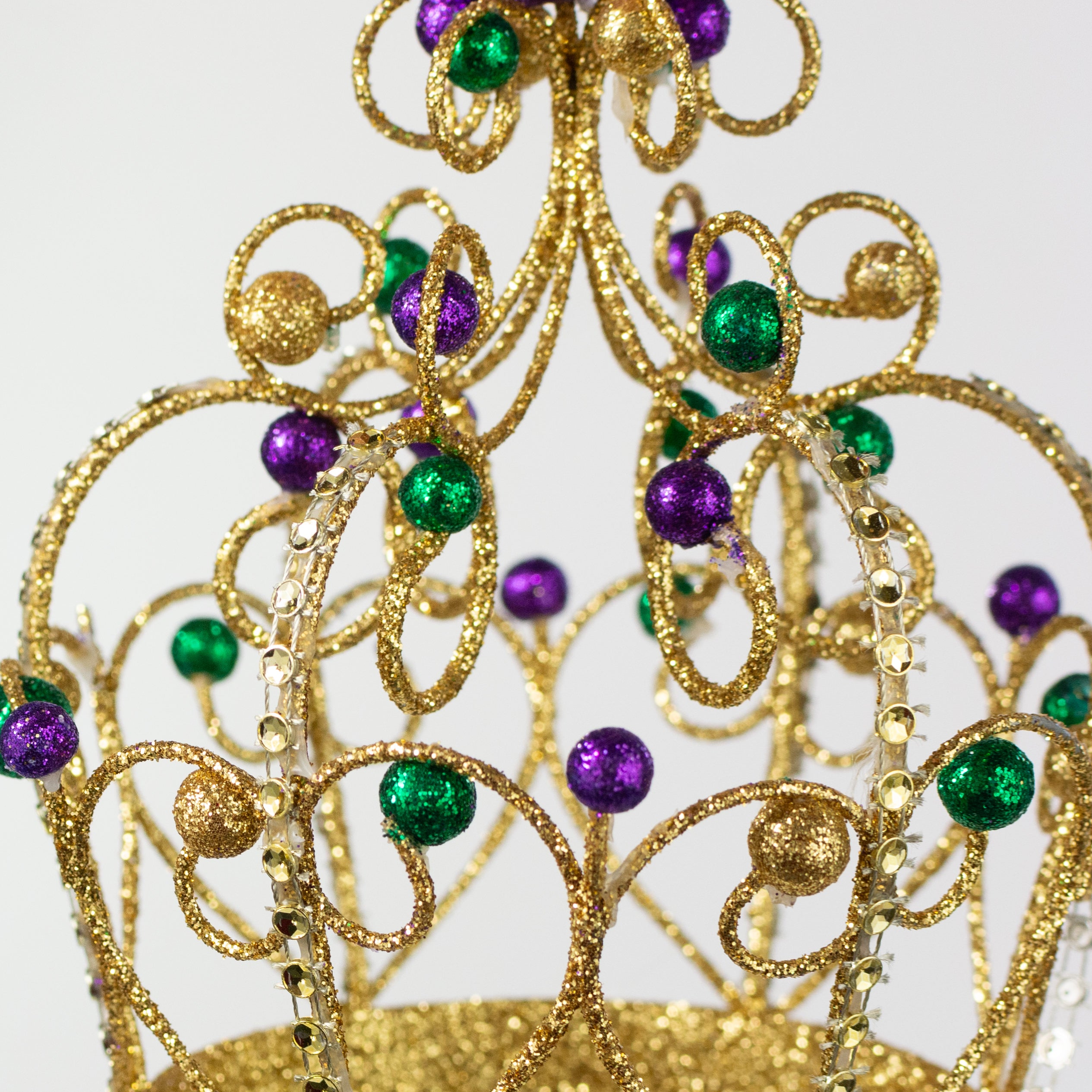 6" Glittered Mardi Gras Crown Ornament detail photo 3