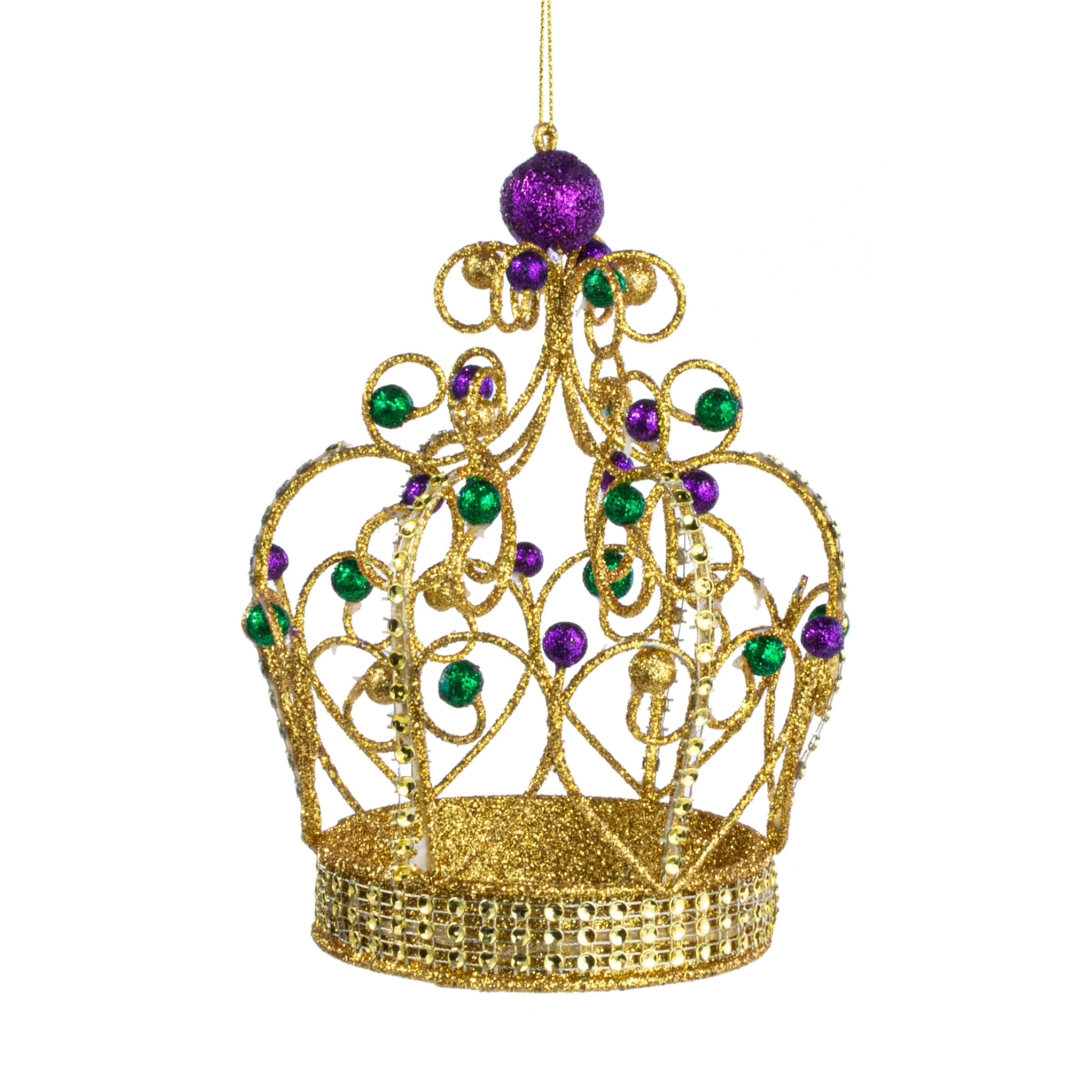 6" Glittered Mardi Gras Crown Ornament Item Number: HG115408
