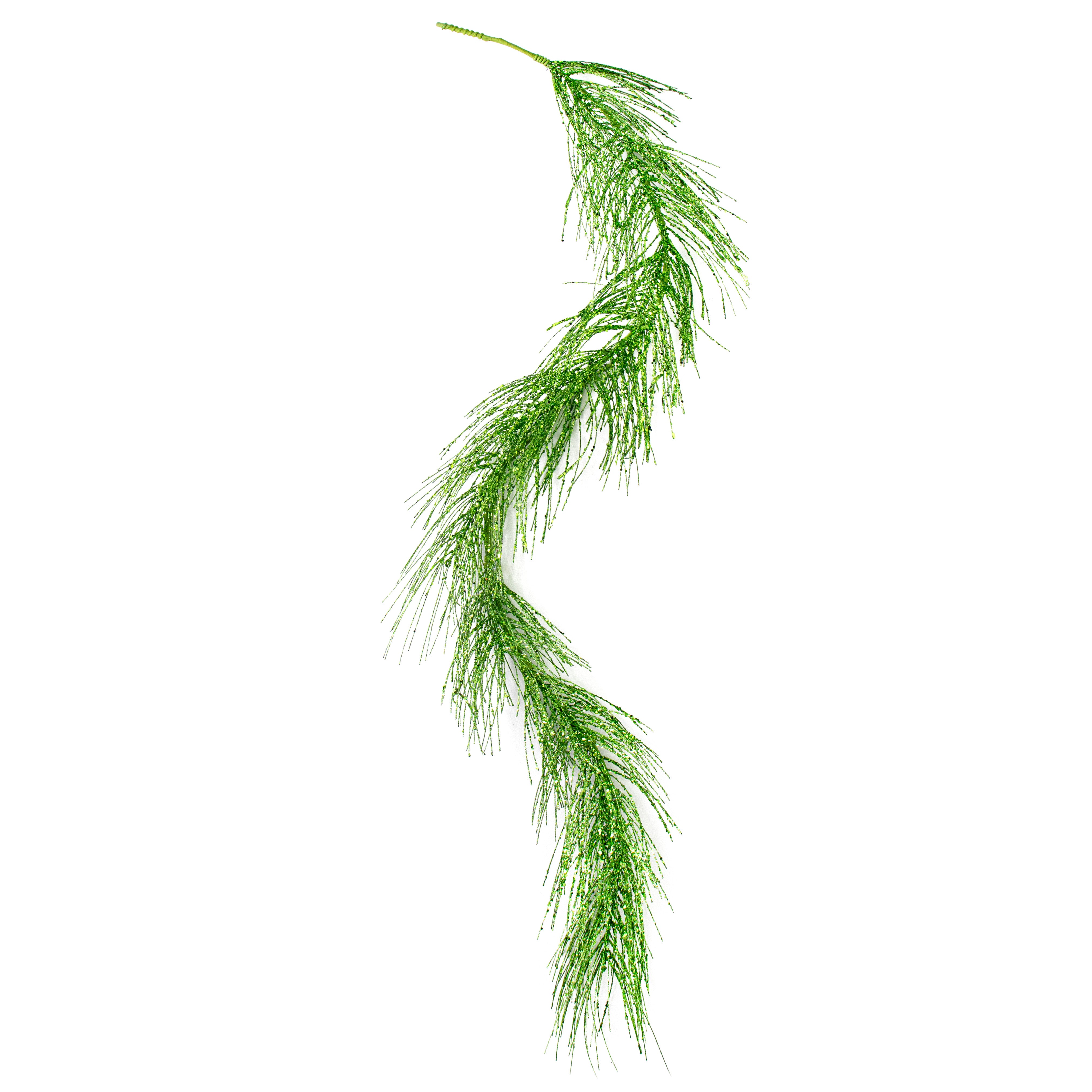 5' Glittered Pine Garland: Lime Green detail photo 4