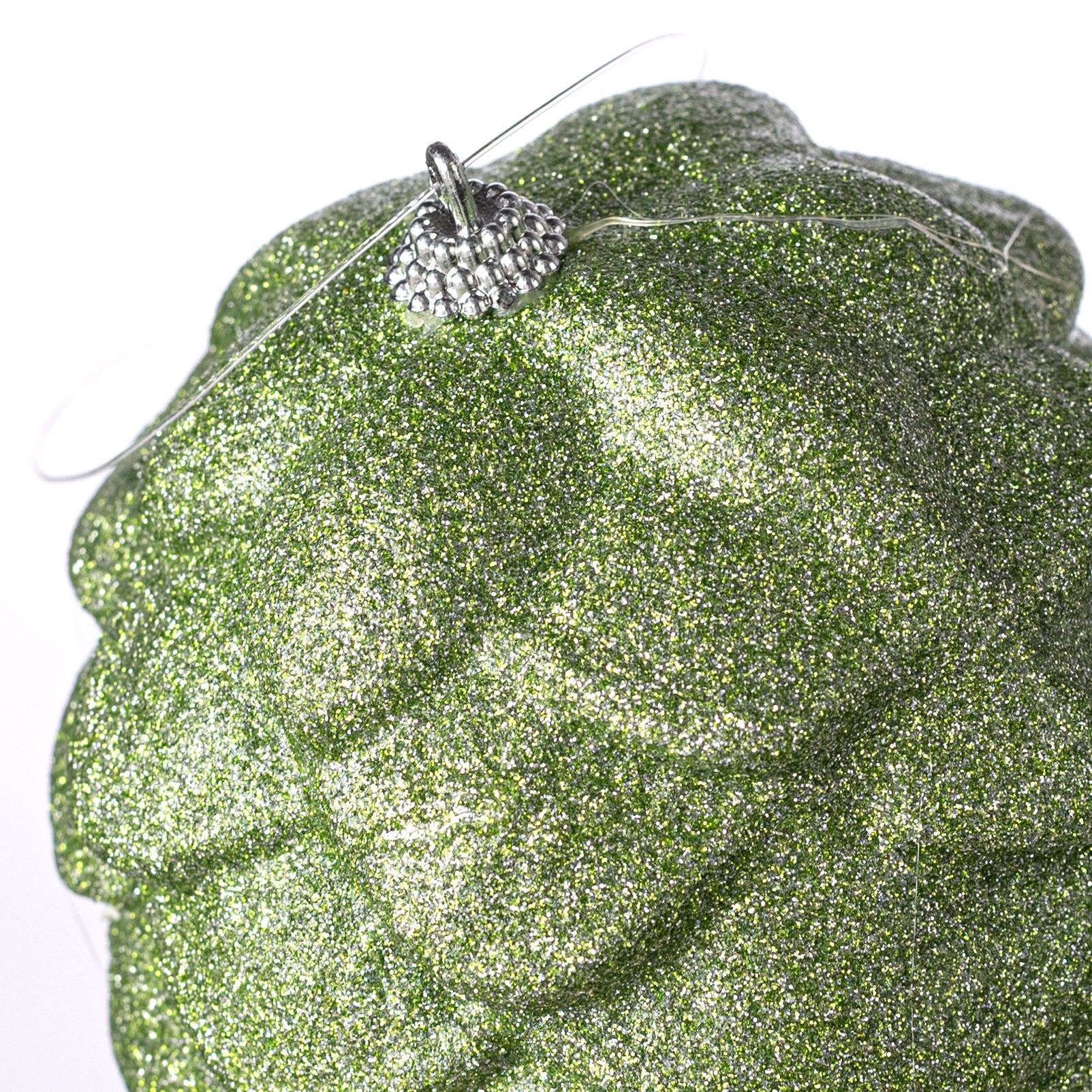 9" Glittered Pinecone Ornament: Sage Green detail photo 3