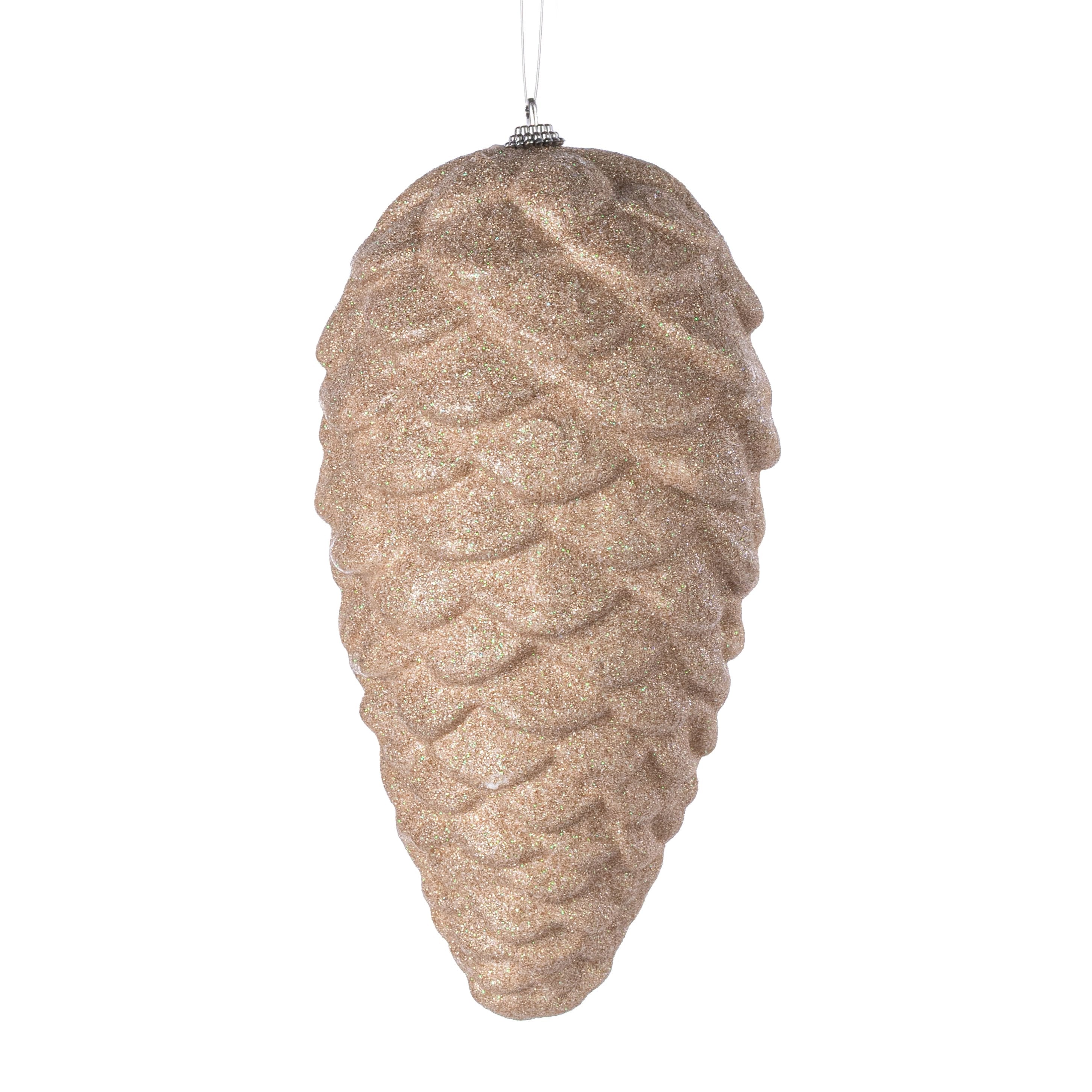 9" Glittered Pinecone Ornament: Taupe Item Number: 86882TAUPE