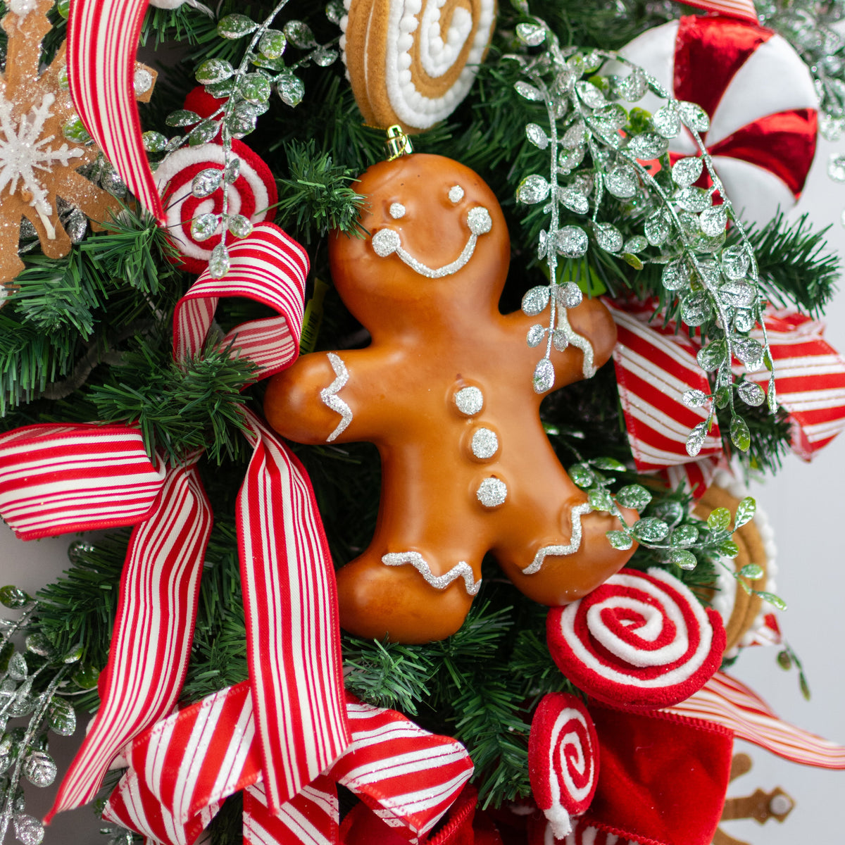 8" Glittered Shatterproof Gingerbread Man Ornament Lifestyle Photo