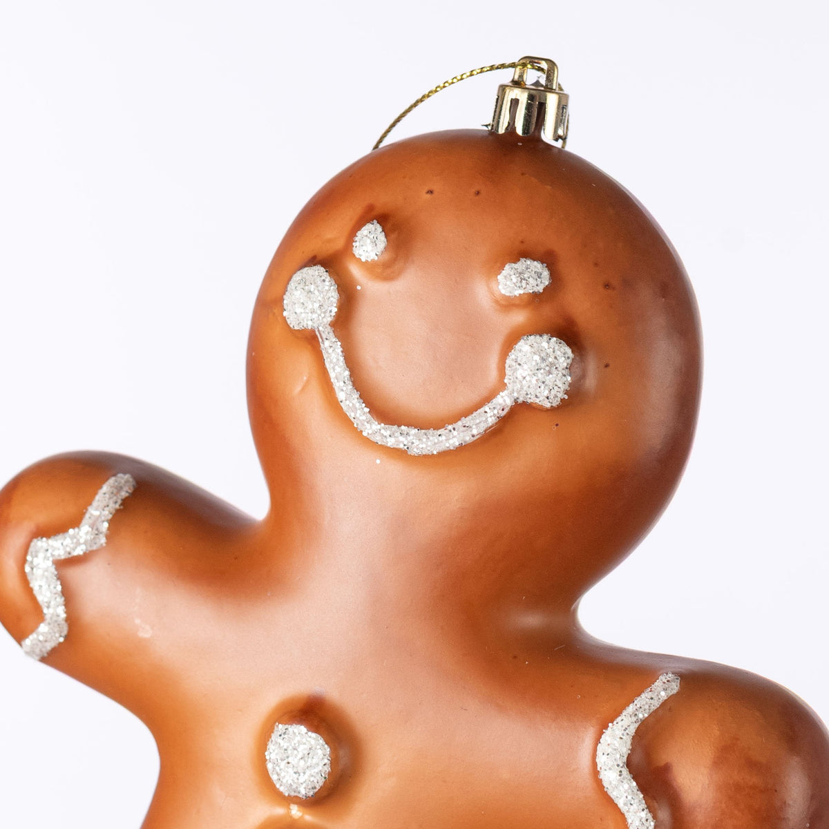 8" Glittered Shatterproof Gingerbread Man Ornament detail photo 3