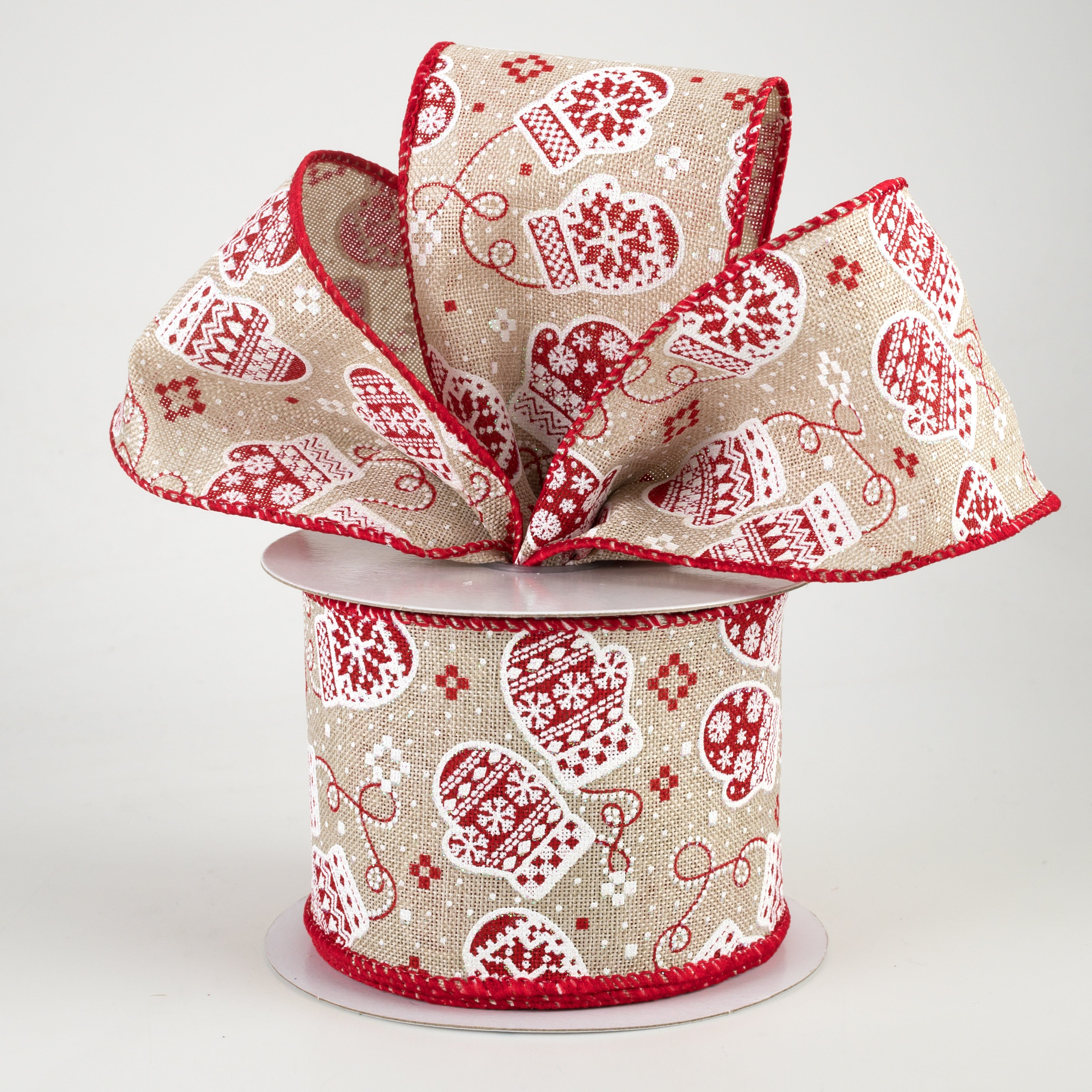 2.5" Glittered Snow Day Mittens: Natural (10 Yards) Lifestyle Photo