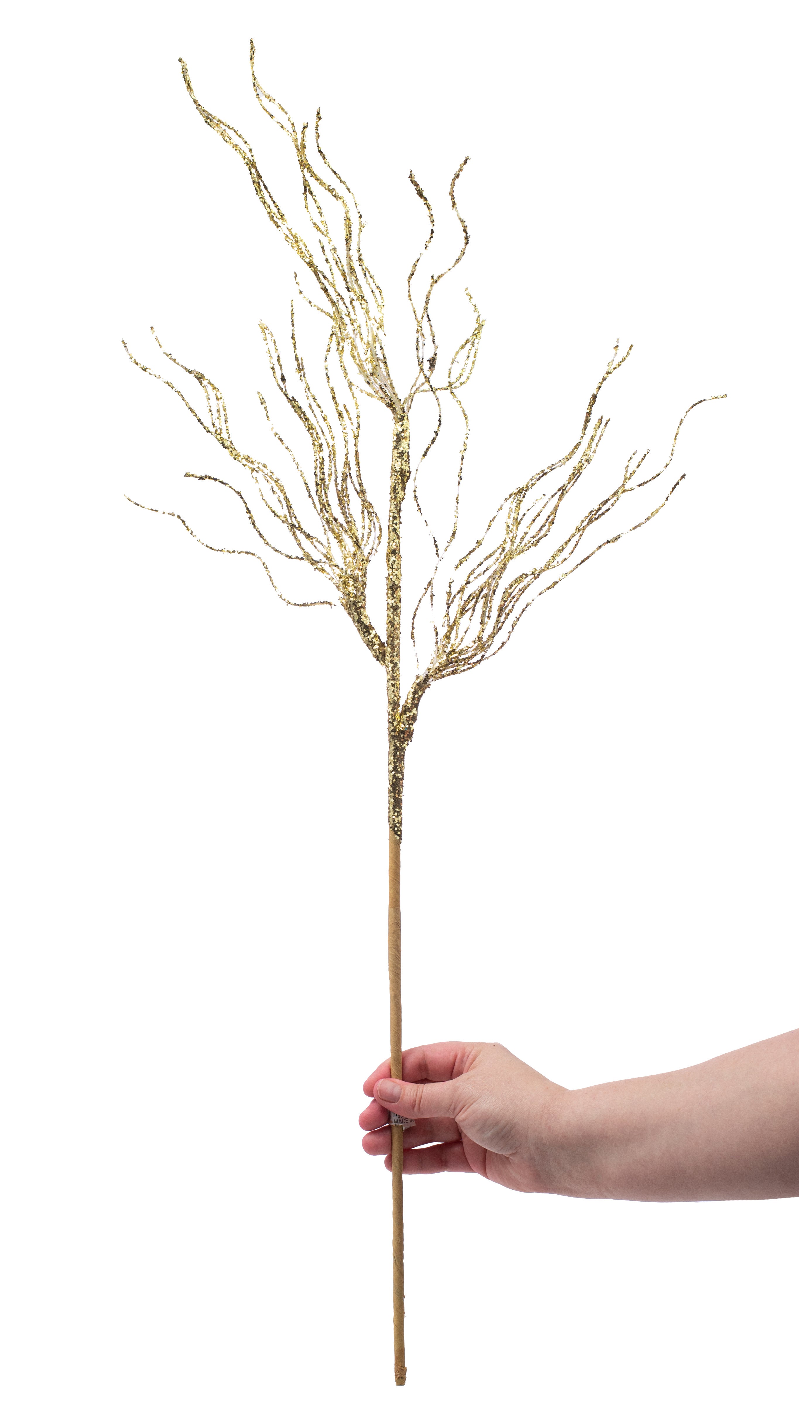 31" Glittered Spiral Pine Spray: Gold detail photo 3
