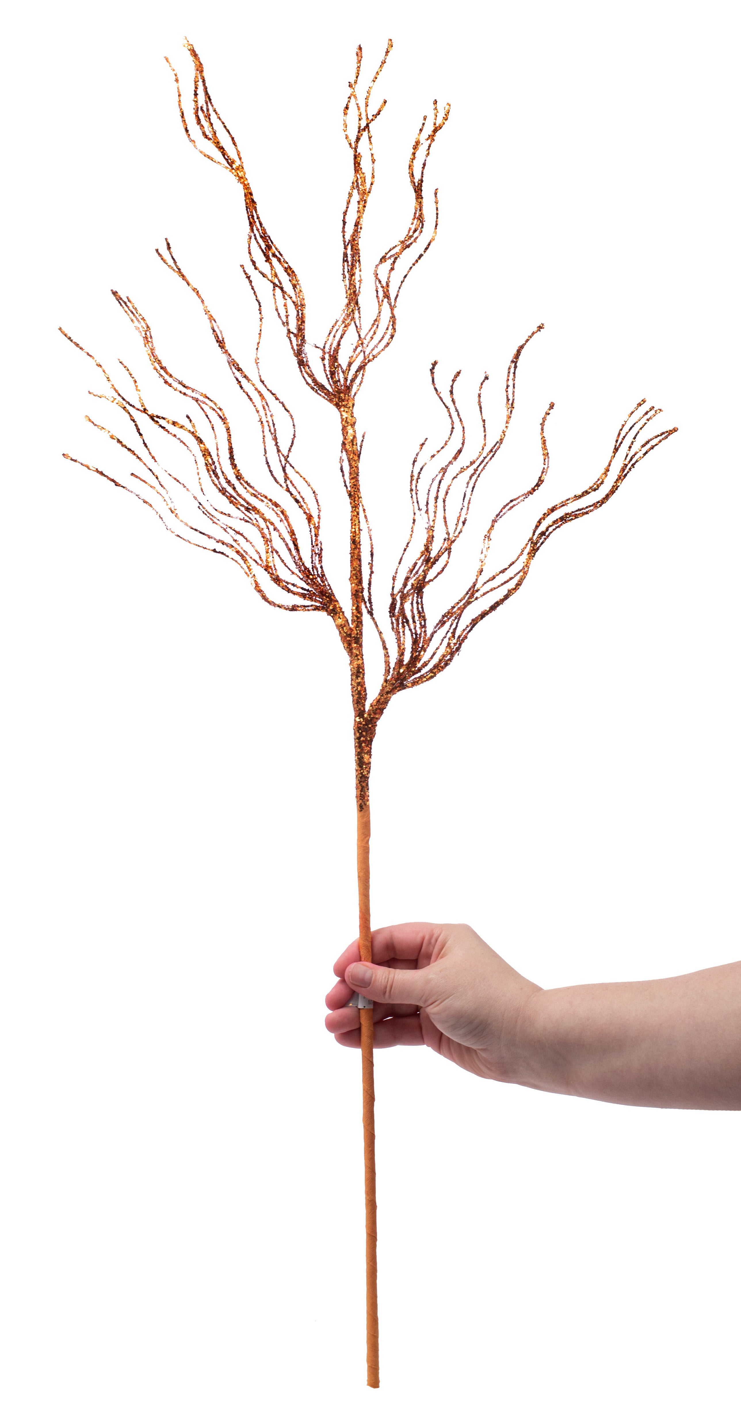 31" Glittered Spiral Pine Spray: Orange detail photo 3